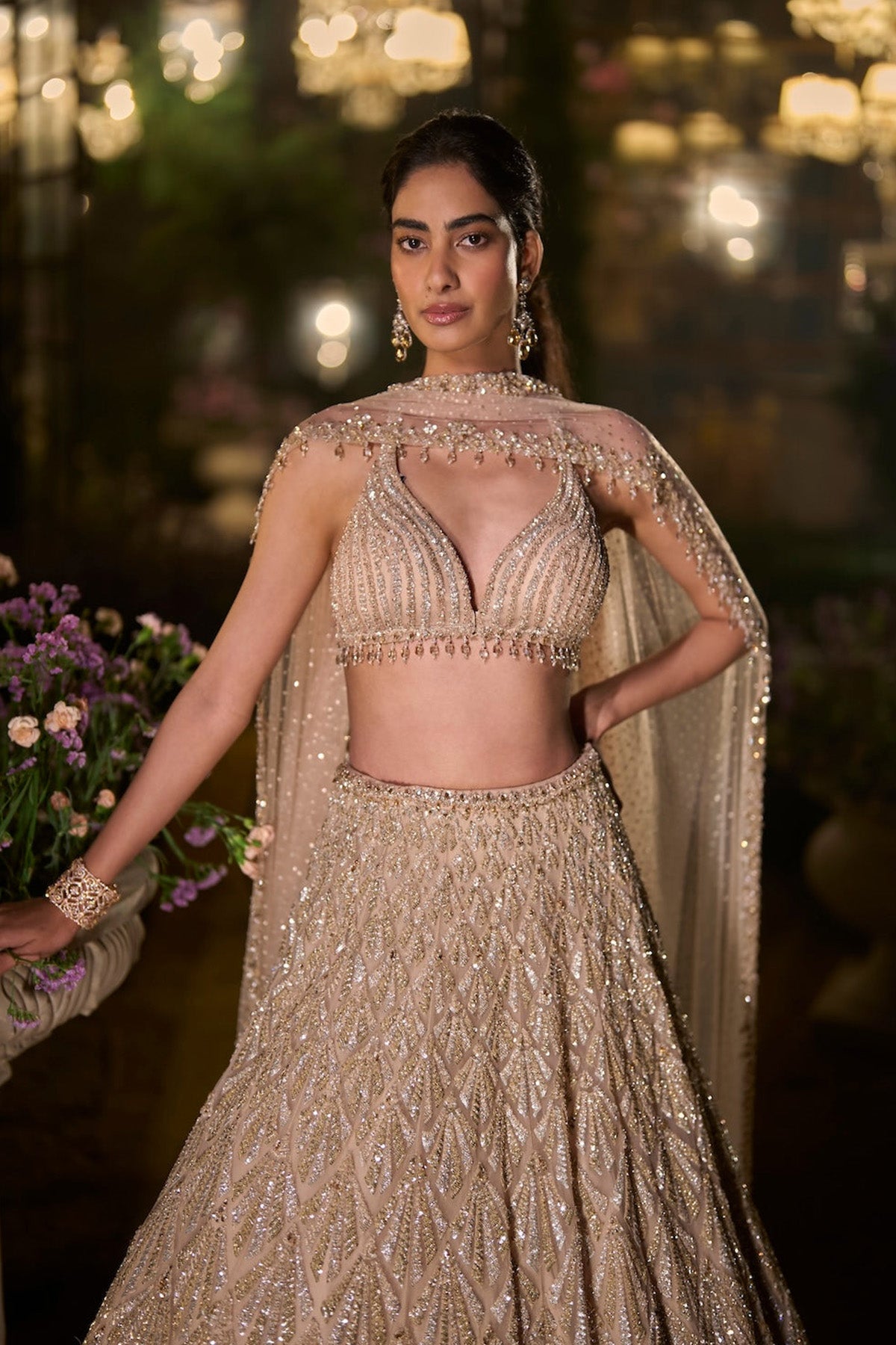 Coffee Sequin Lehenga Set