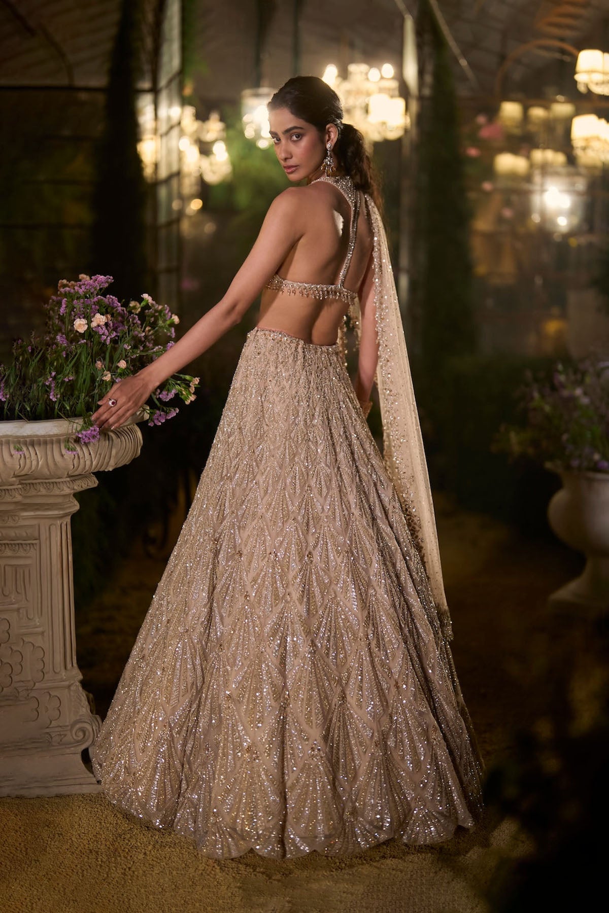 Coffee Sequin Lehenga Set