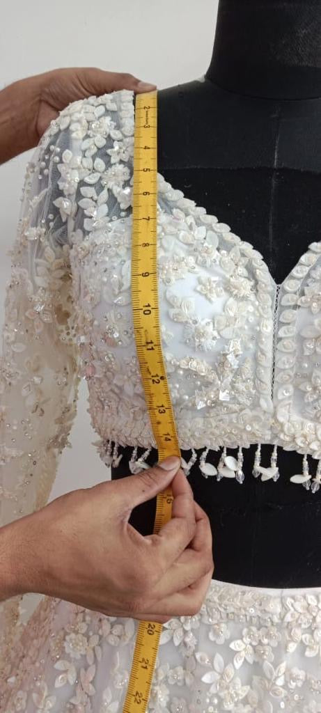 Cream Three-Dimensional Lehenga Set- Ready to Ship