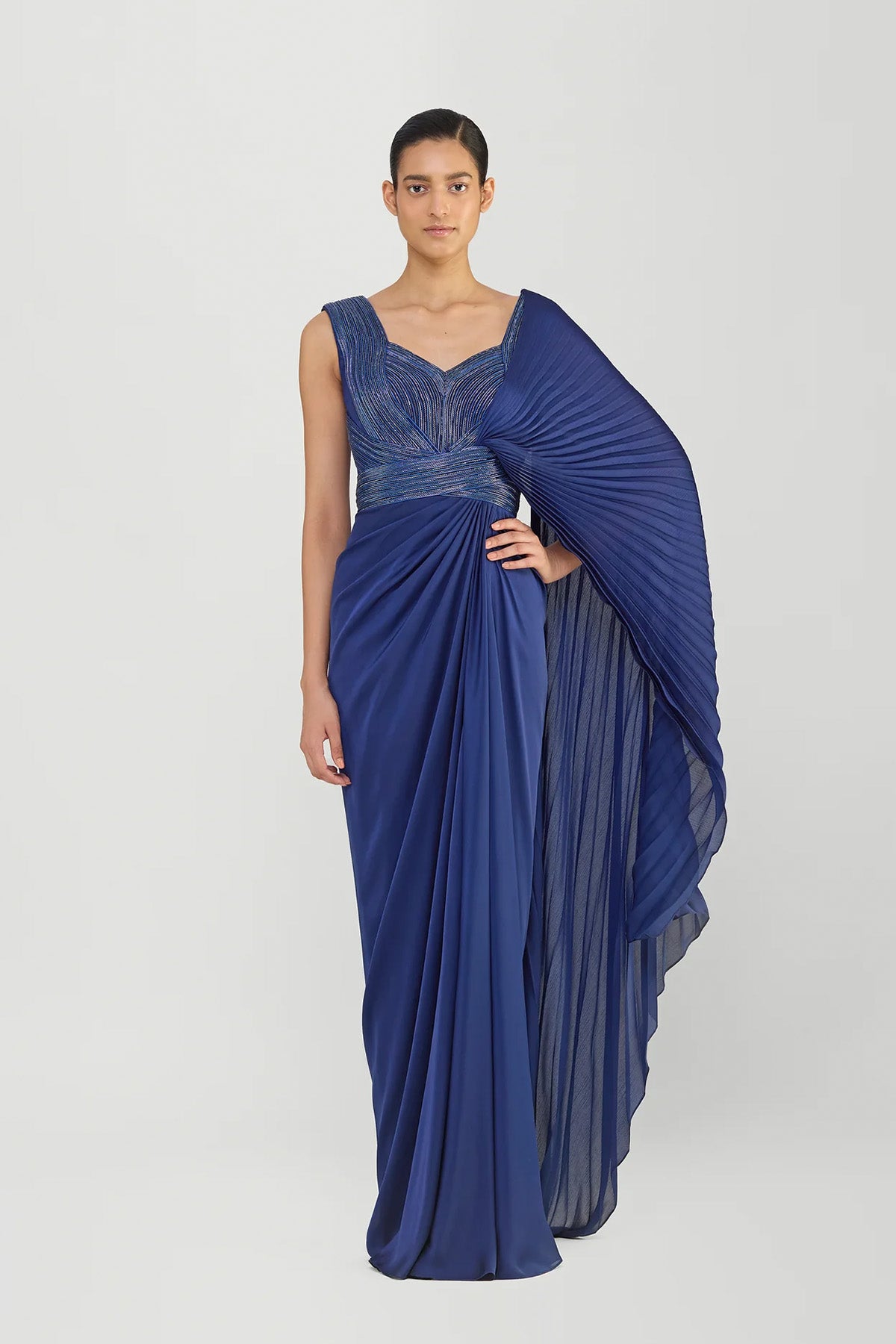 Structured Plisse Saree