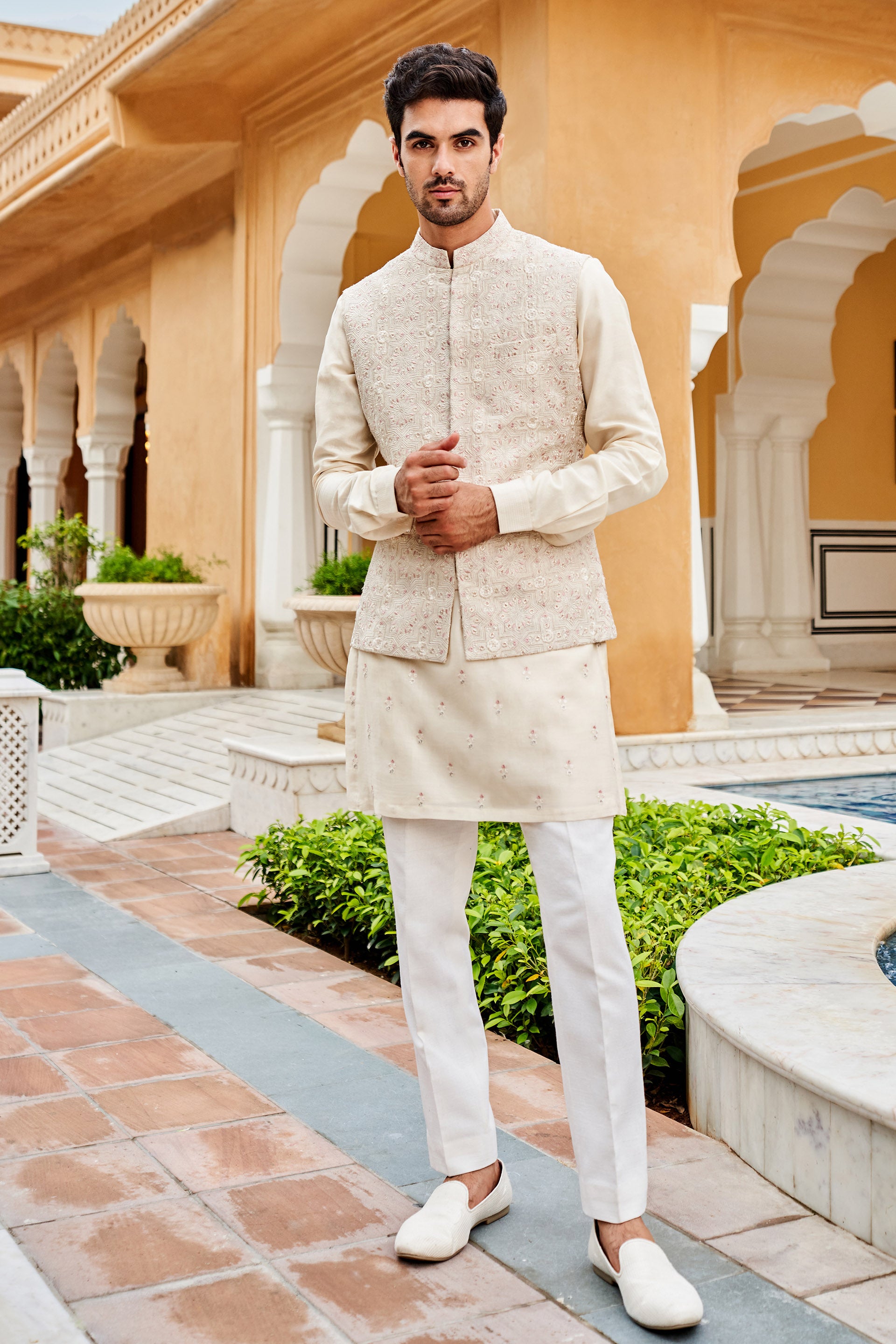 GAITH NEHRU JACKET - OFF WHITE