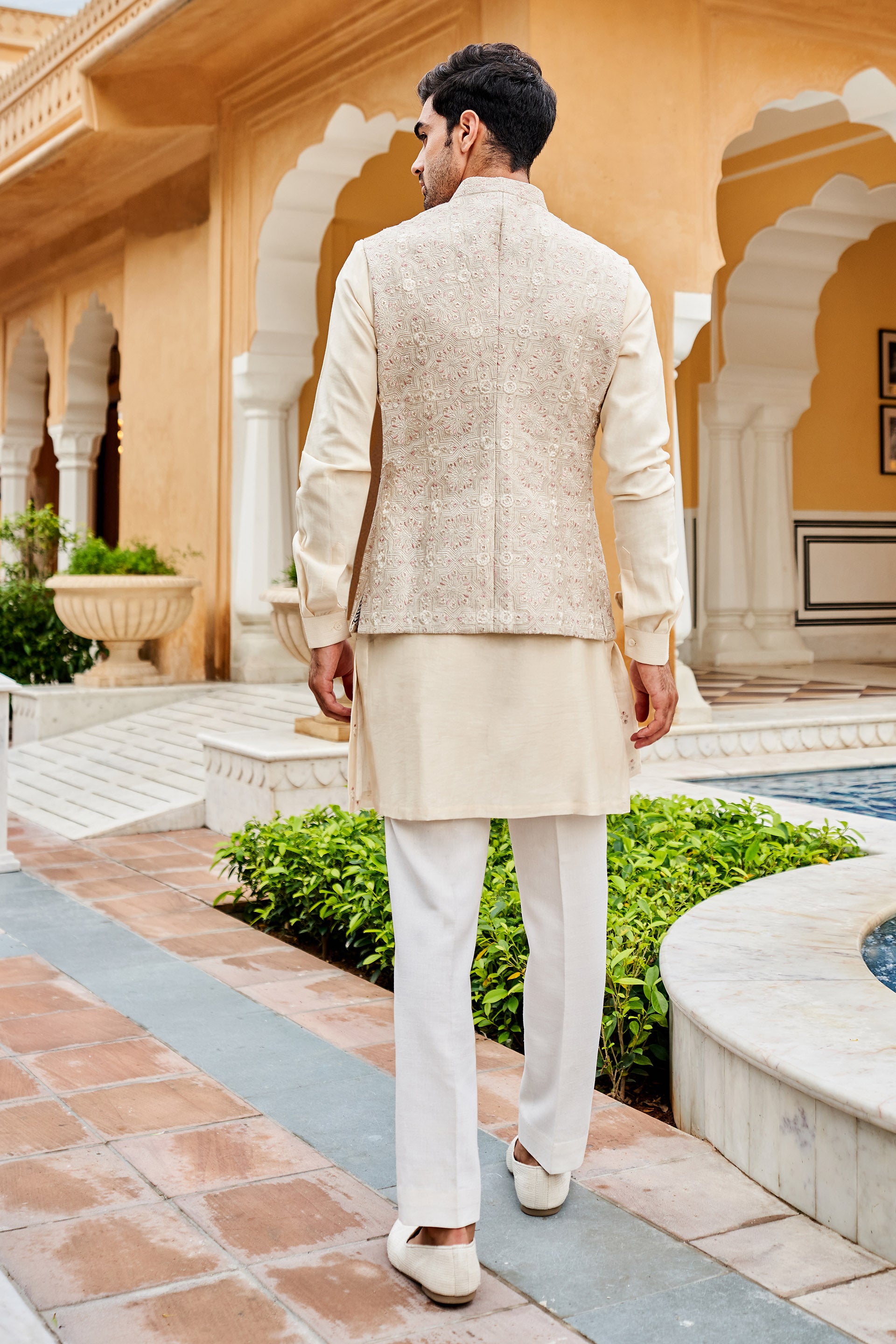 GAITH NEHRU JACKET - OFF WHITE