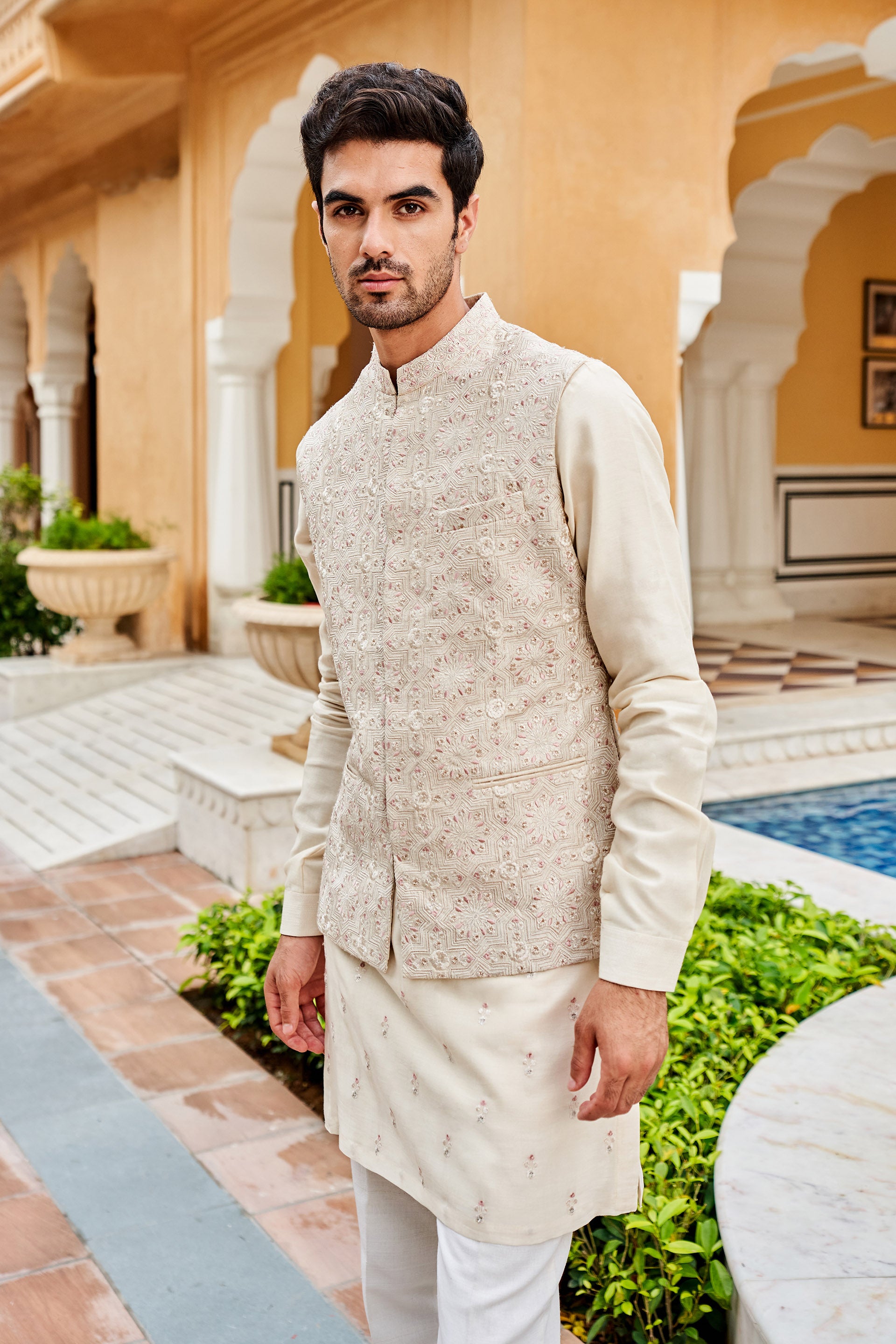 GAITH NEHRU JACKET - OFF WHITE
