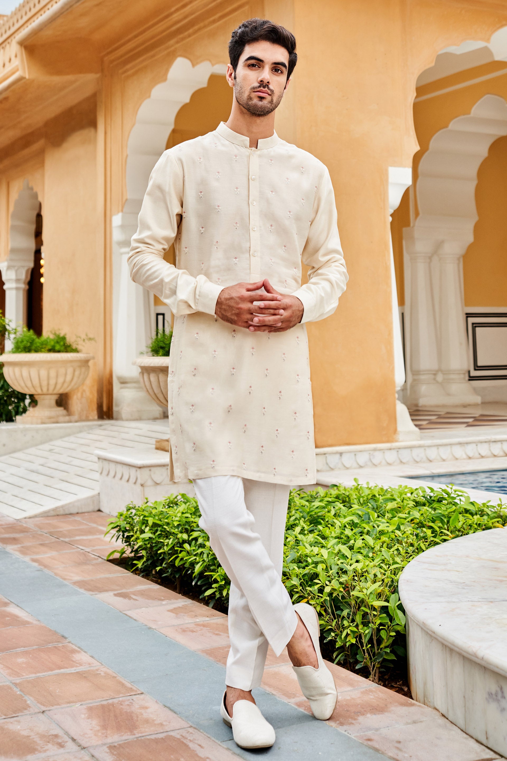 GAITH NEHRU JACKET - OFF WHITE