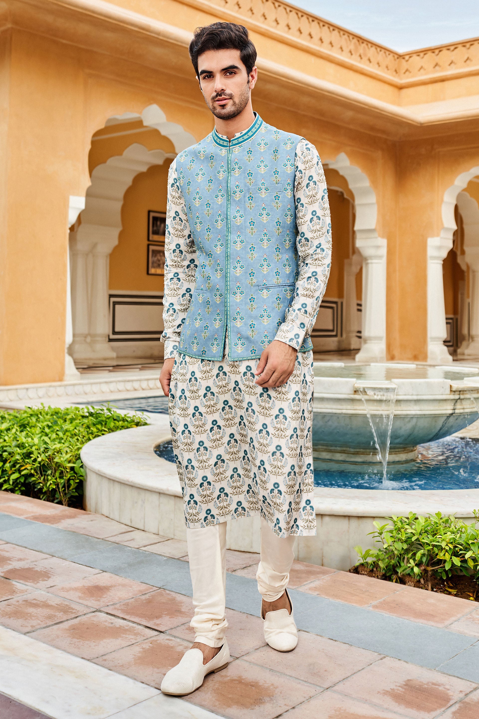 KAVAN NEHRU JACKET - POWDERBLUE