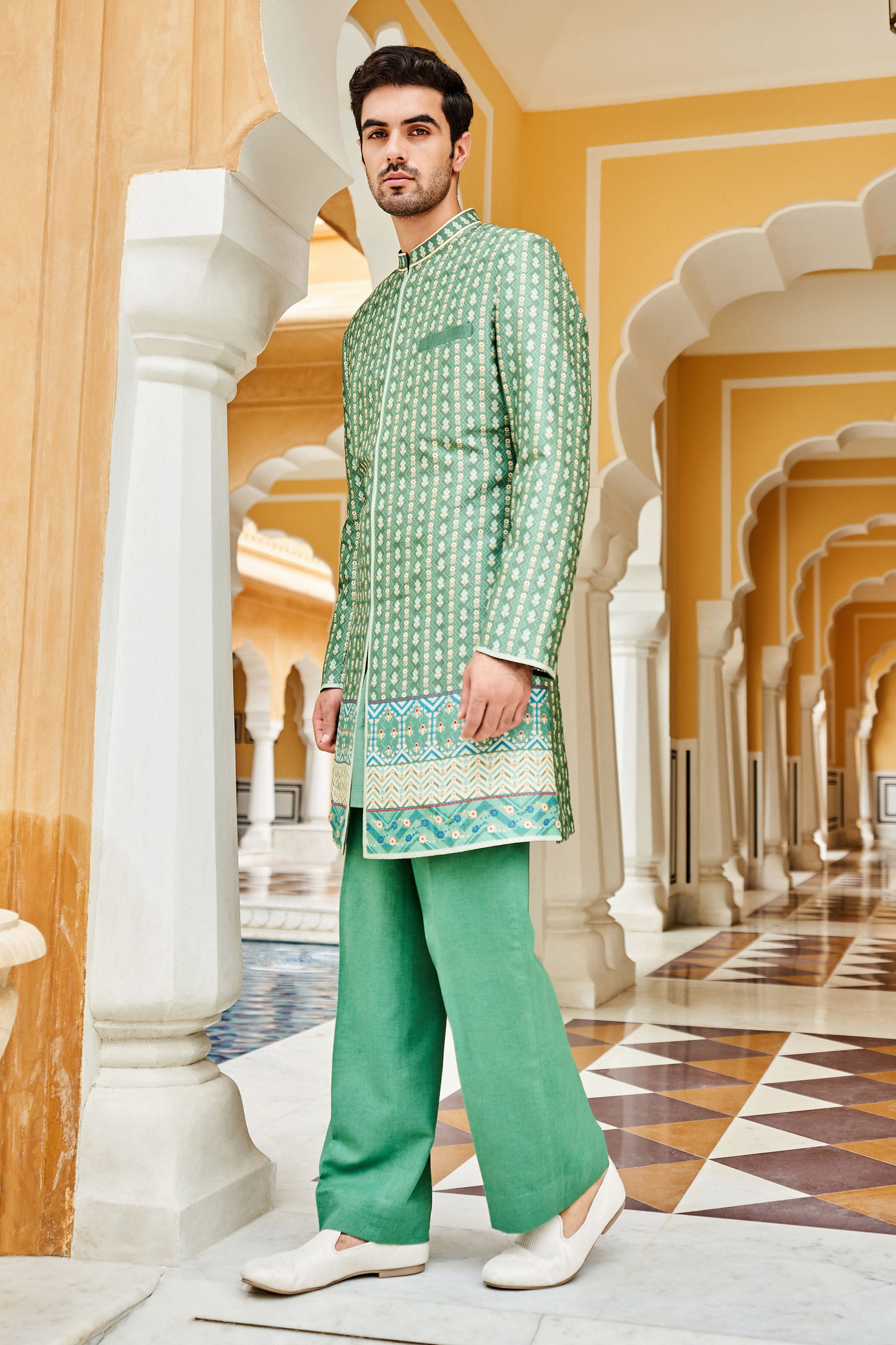 ELASH SHERWANI - GREEN