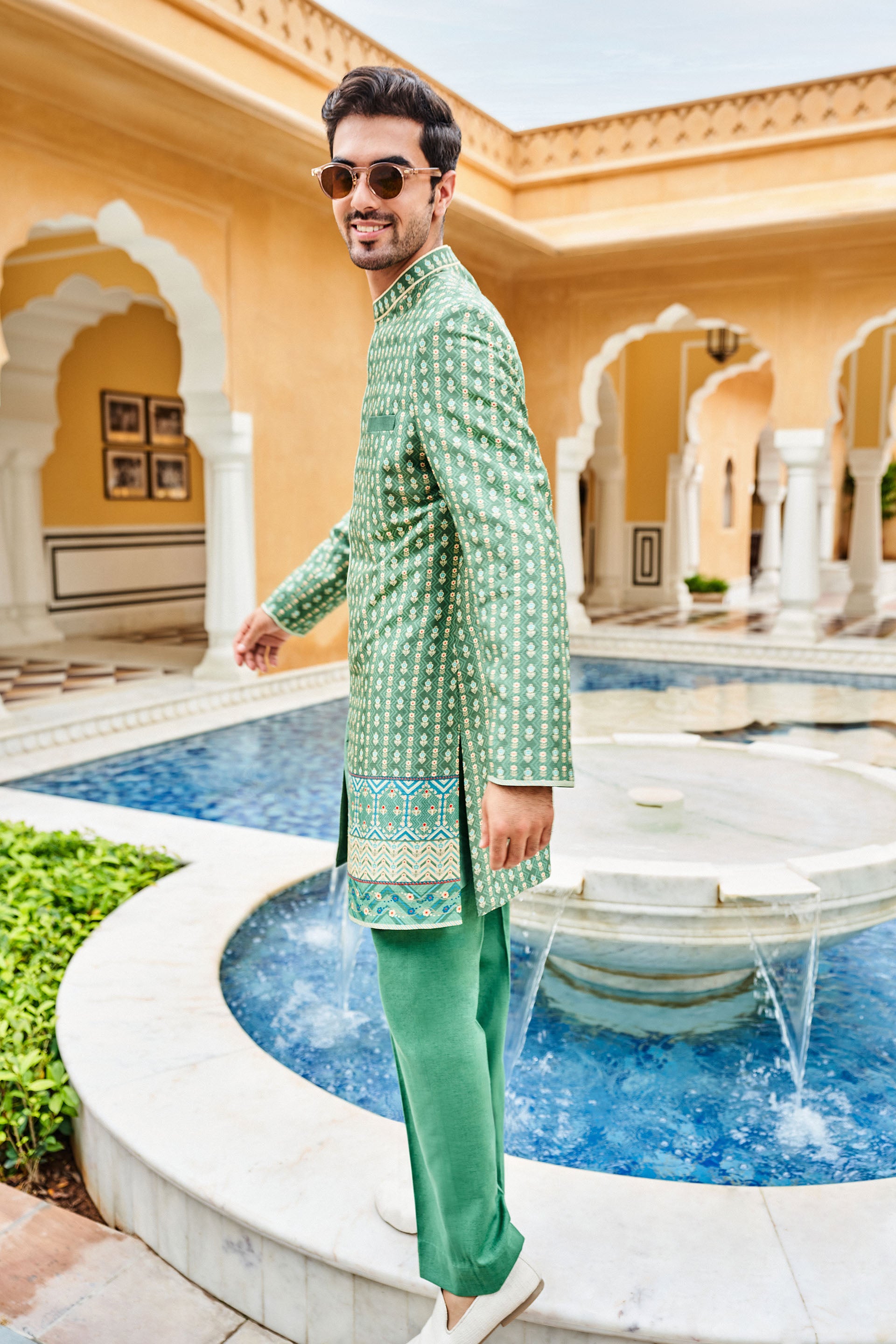 ELASH SHERWANI - GREEN
