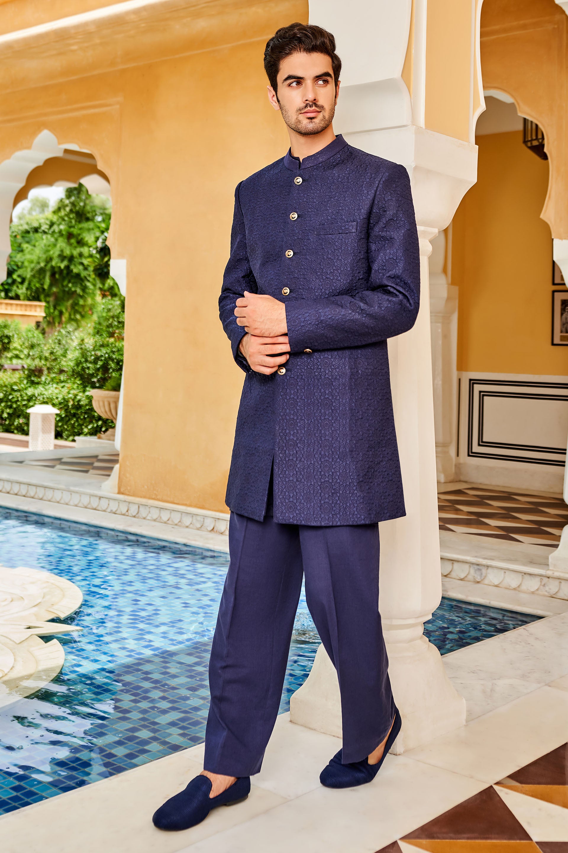 AARIZ SHERWANI - NAVY BLUE