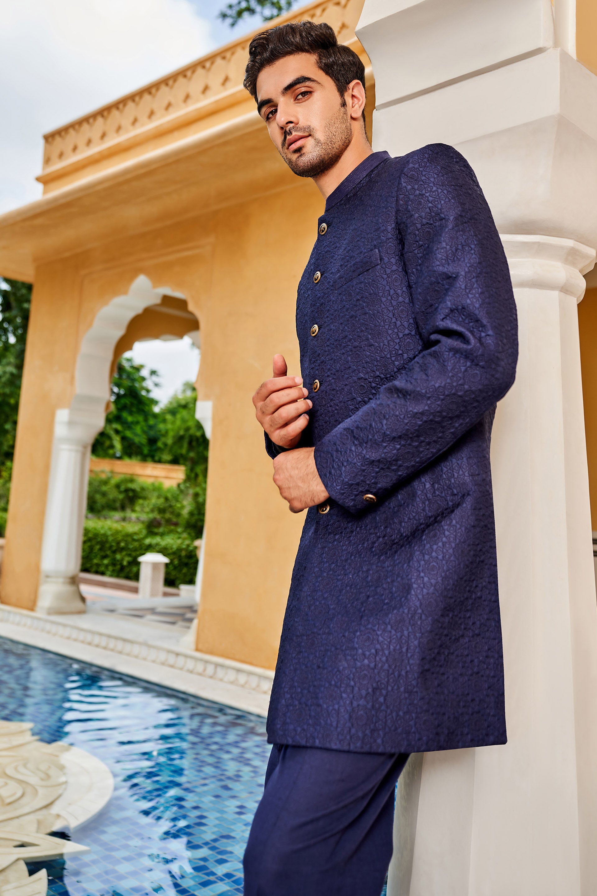 AARIZ SHERWANI - NAVY BLUE
