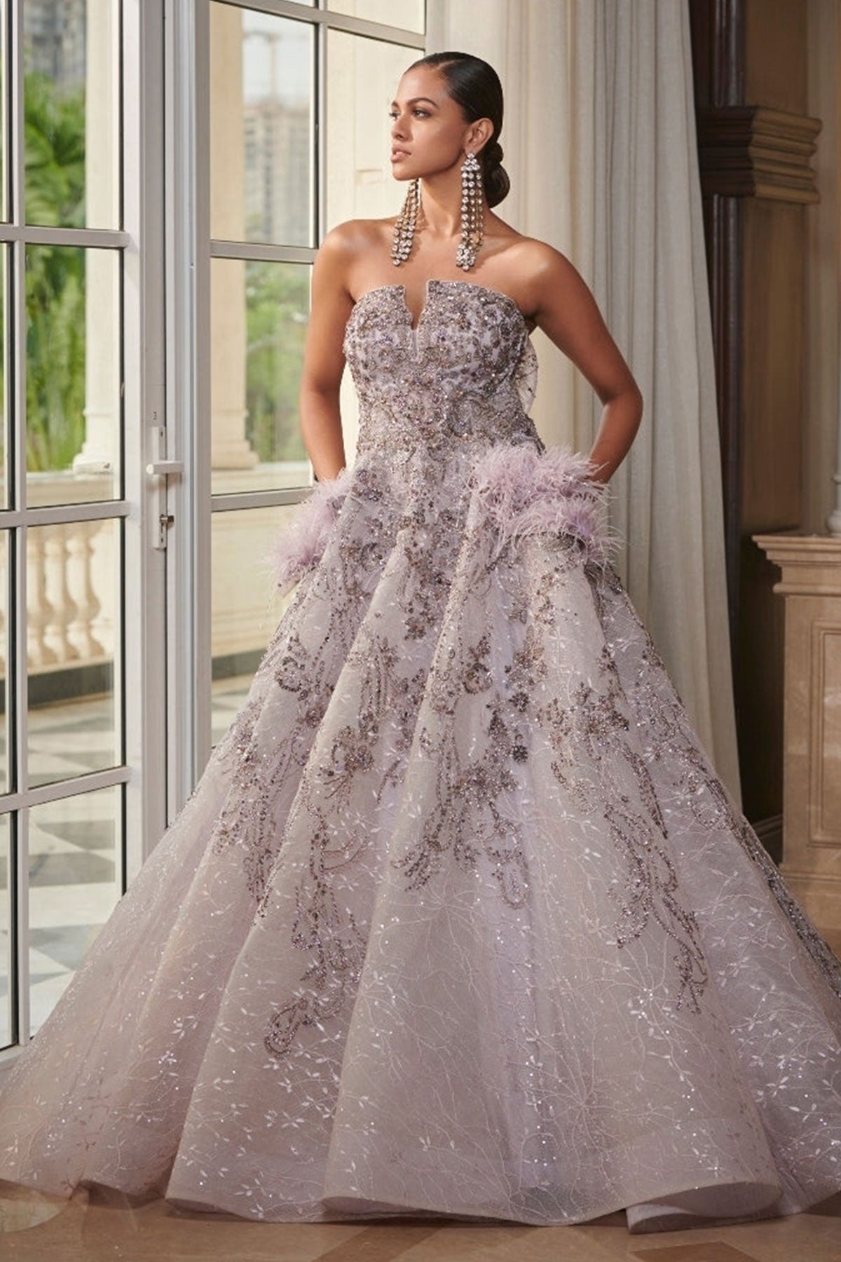 "Estelle" Pale Mauve Tulle Bridal Gown