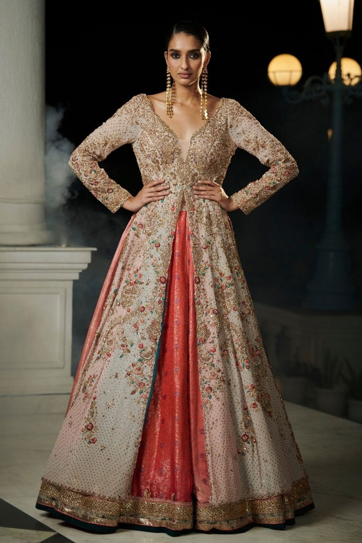 "Shanayah" Blush Pink Bridal Jacket Lehenga Set