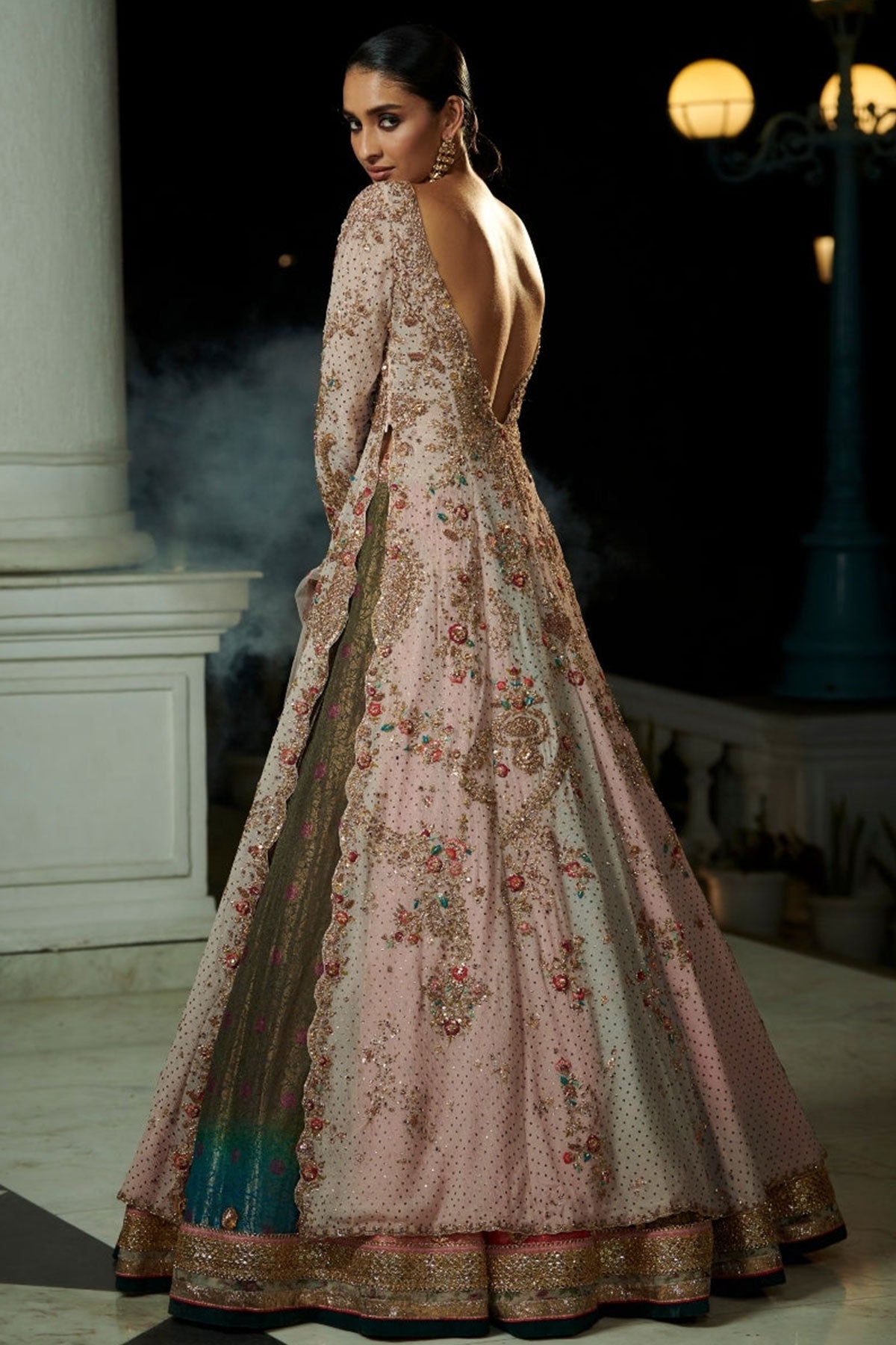 "Shanayah" Blush Pink Bridal Jacket Lehenga Set