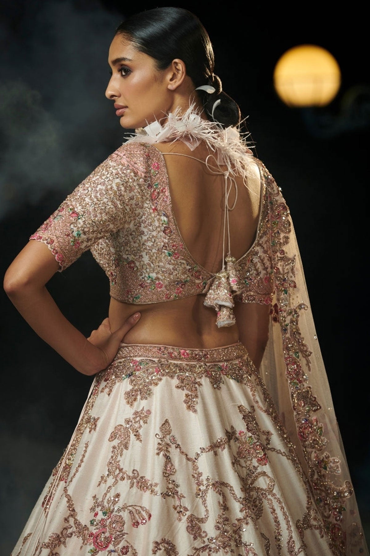 "Blossom" Blush Pink Raw Silk Bridal Lehenga Set