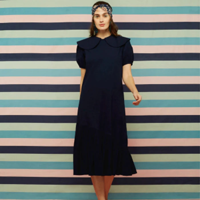 DRESS- PETER PLAN COLLAR MIDI DRESS