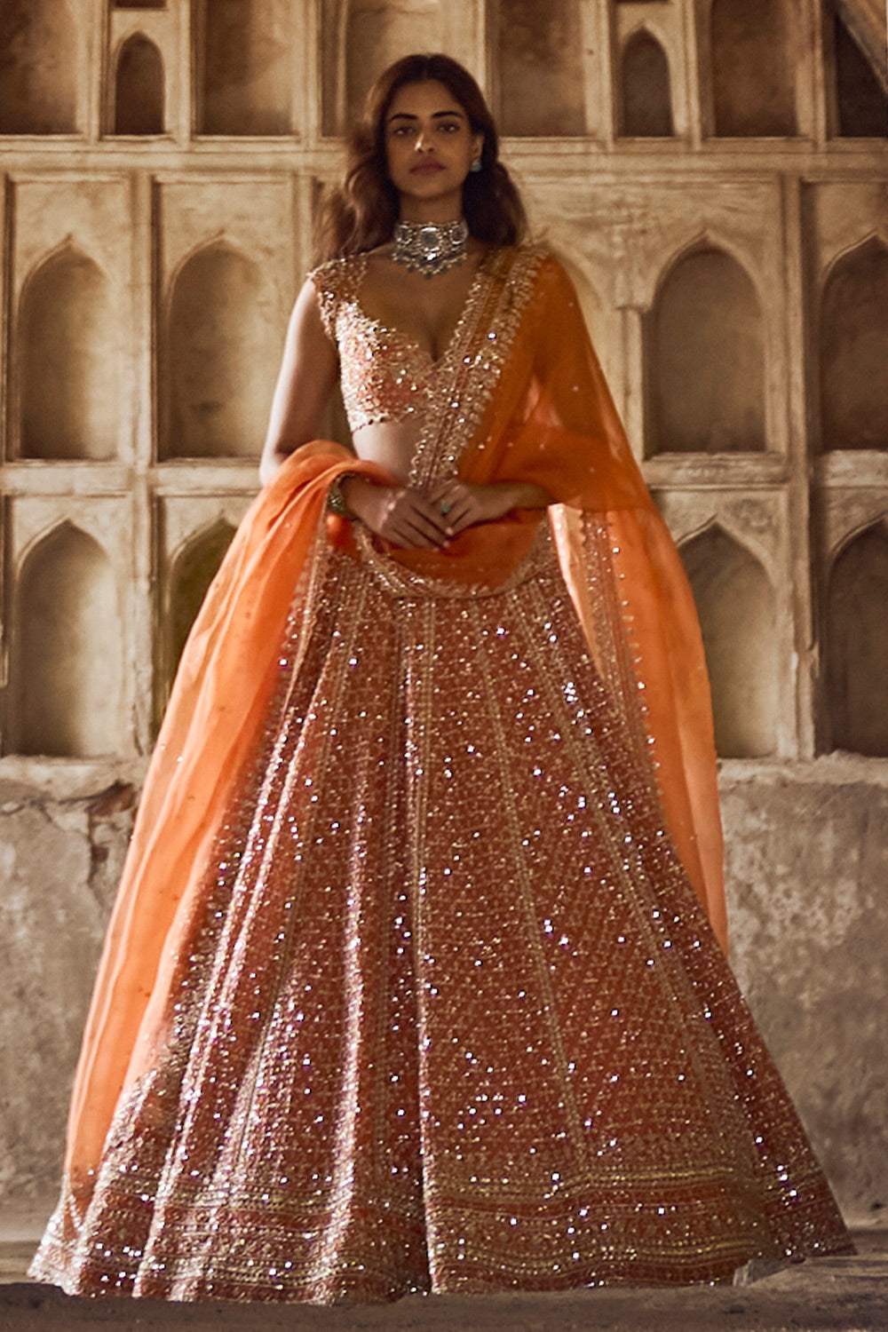 ORANGE LEELA LEHENGA SET