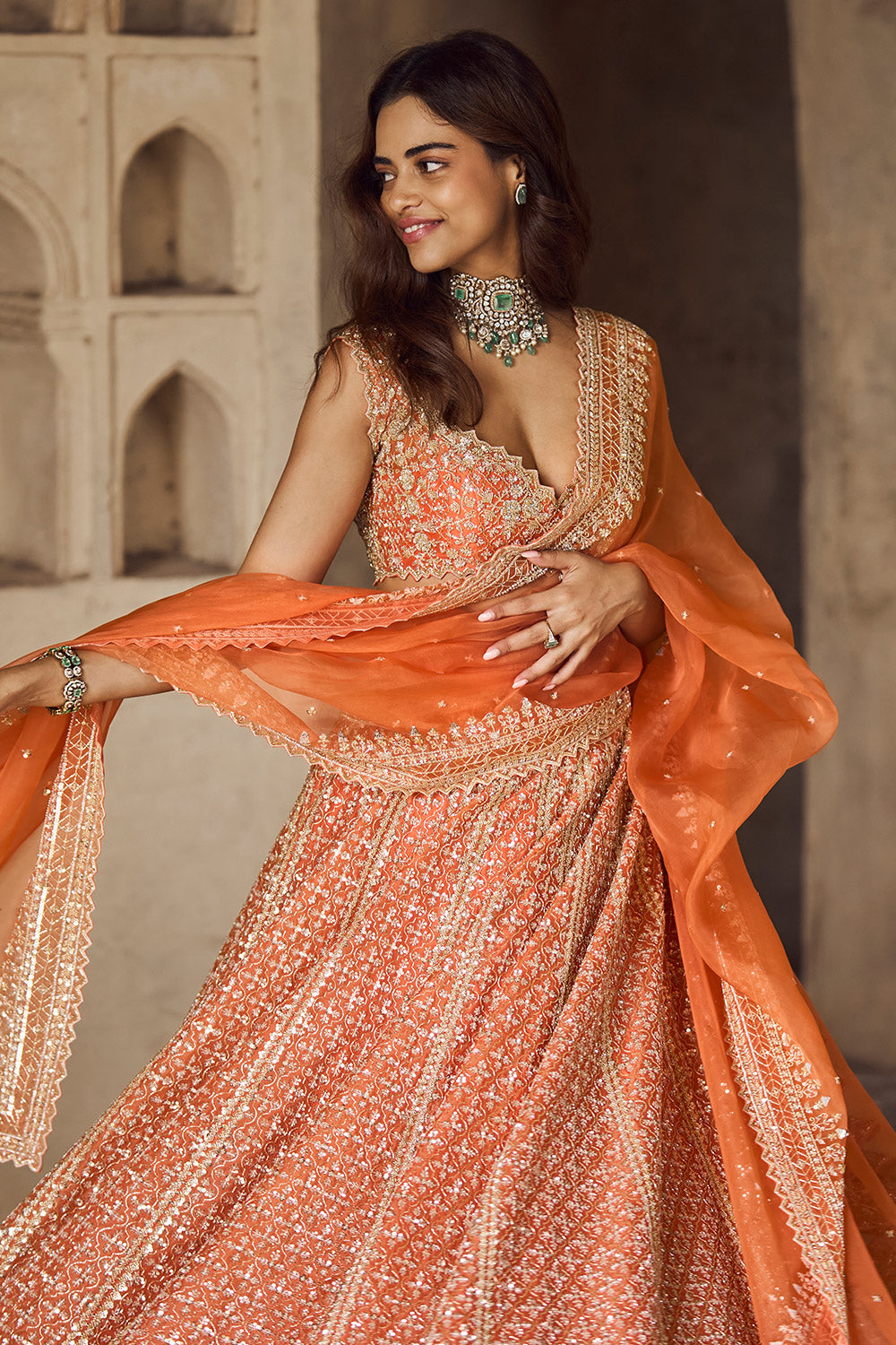 ORANGE LEELA LEHENGA SET