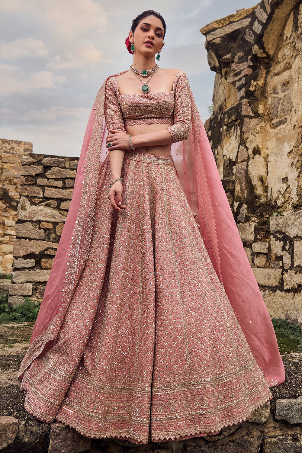 PINKISH PEACH LEELA LEHENGA SET