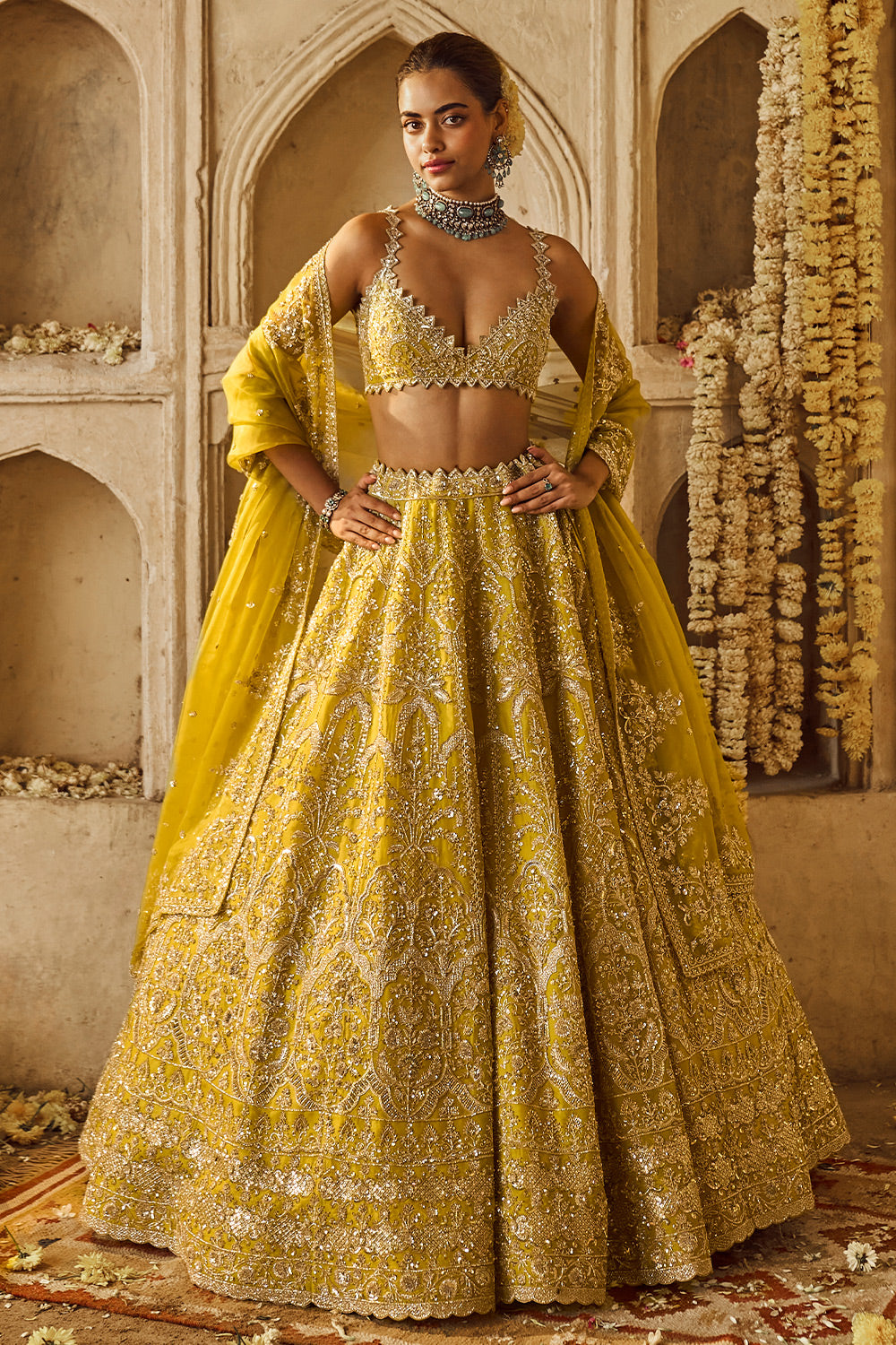 YELLOWISH GREEN SNEHA LEHENGA SET
