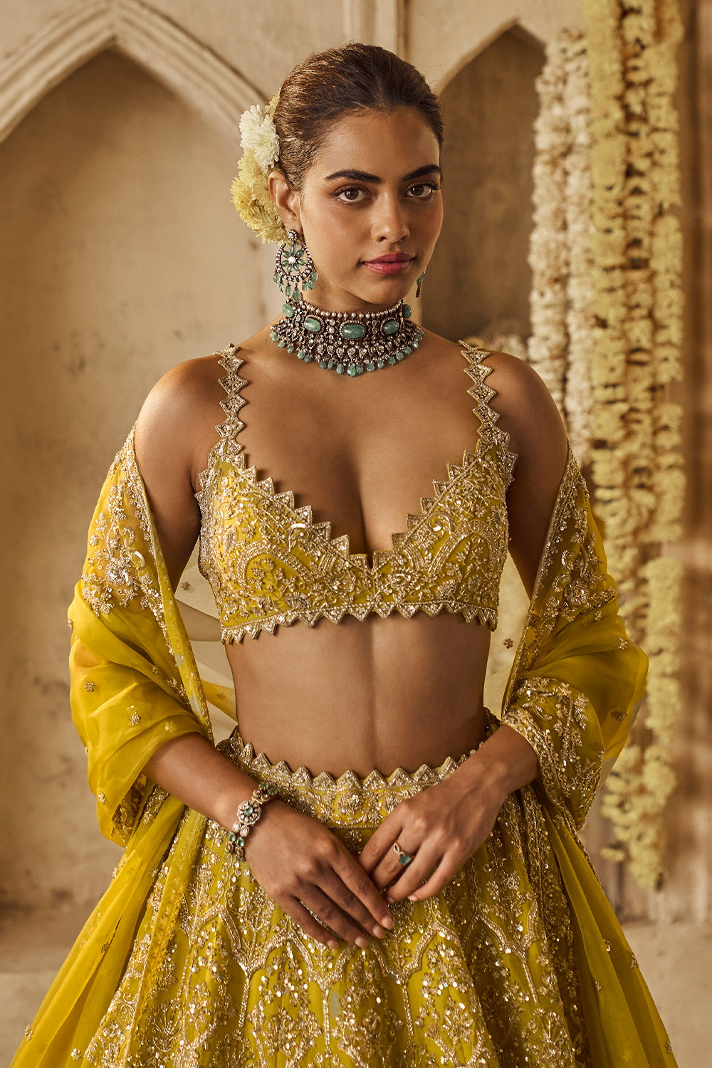 YELLOWISH GREEN SNEHA LEHENGA SET