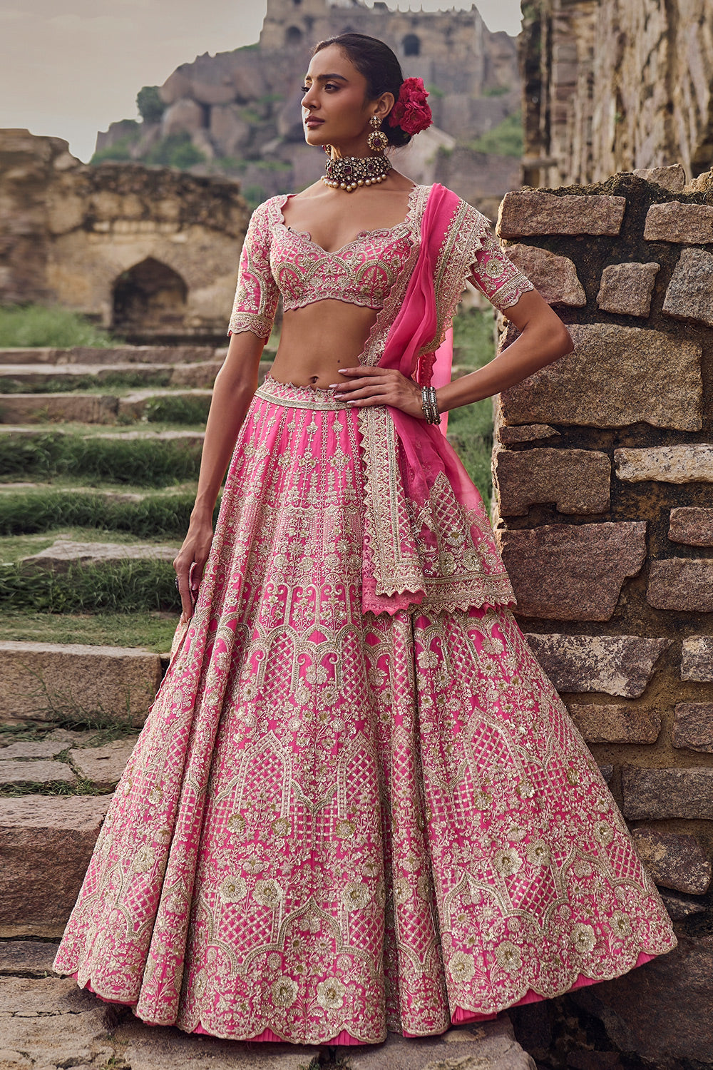 CANDY PINK RHEA LEHENGA SET