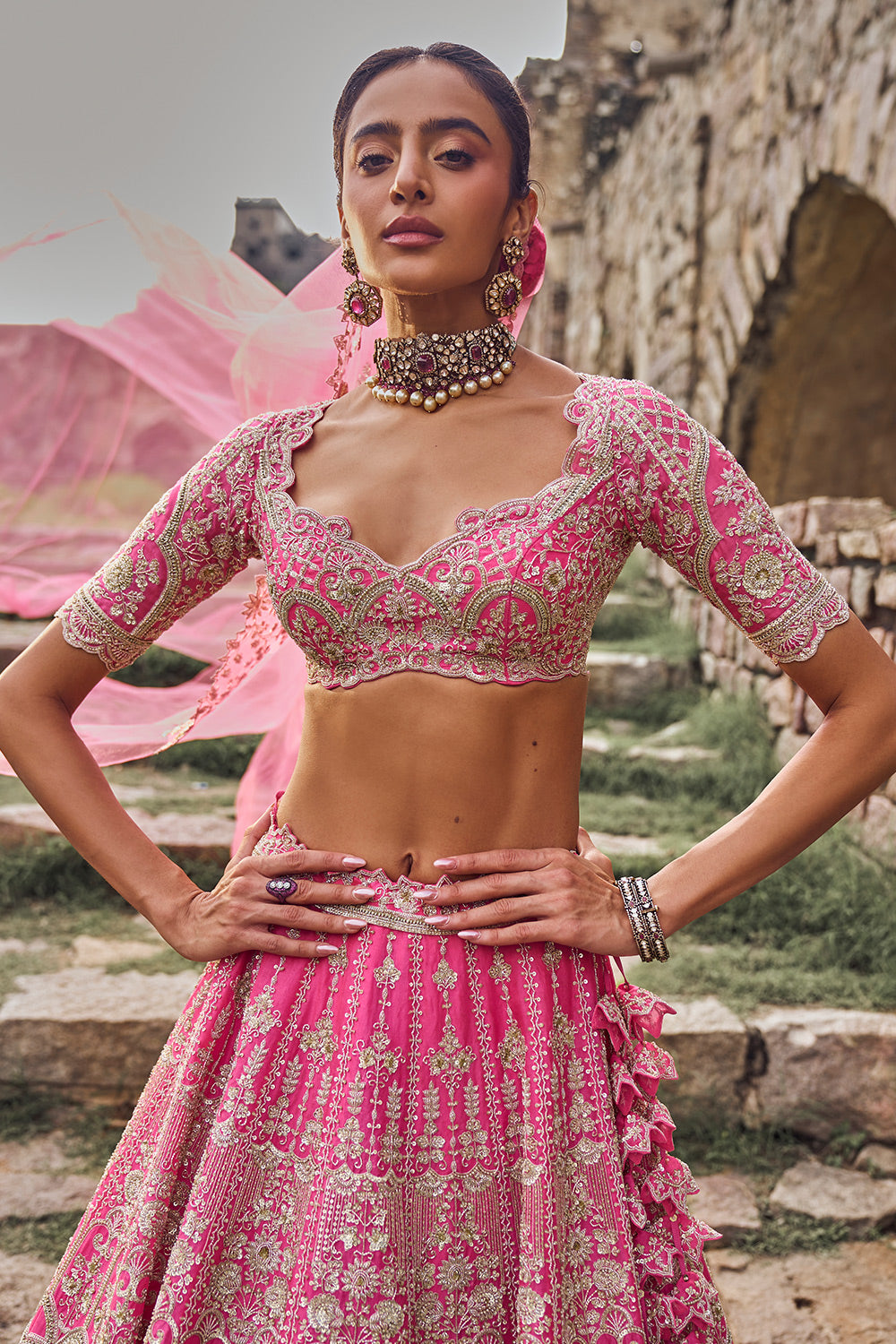 CANDY PINK RHEA LEHENGA SET
