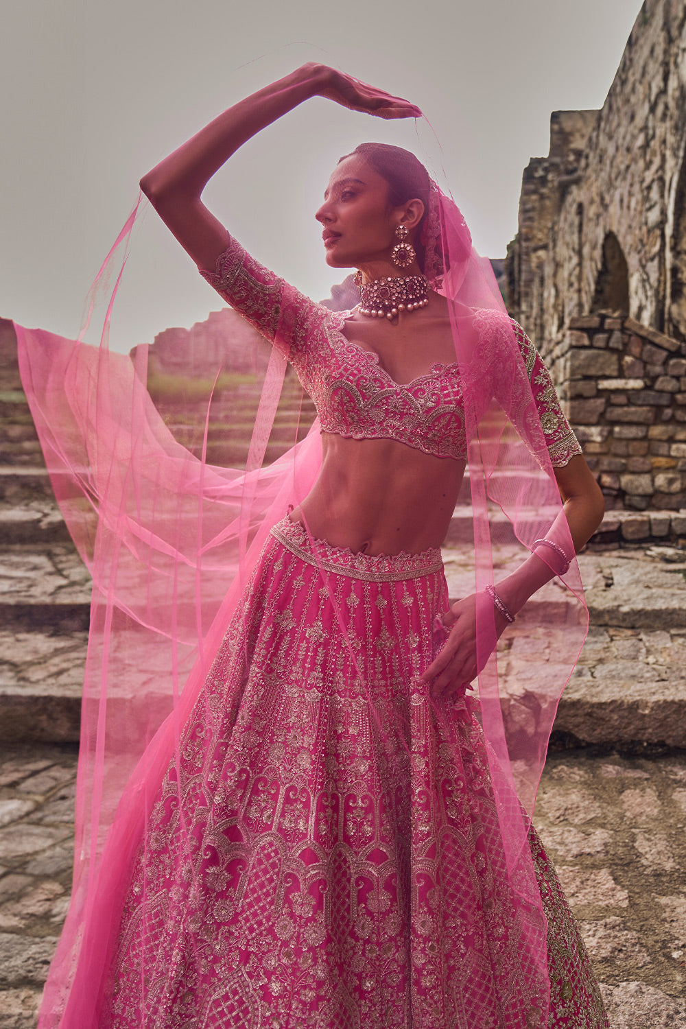 CANDY PINK RHEA LEHENGA SET