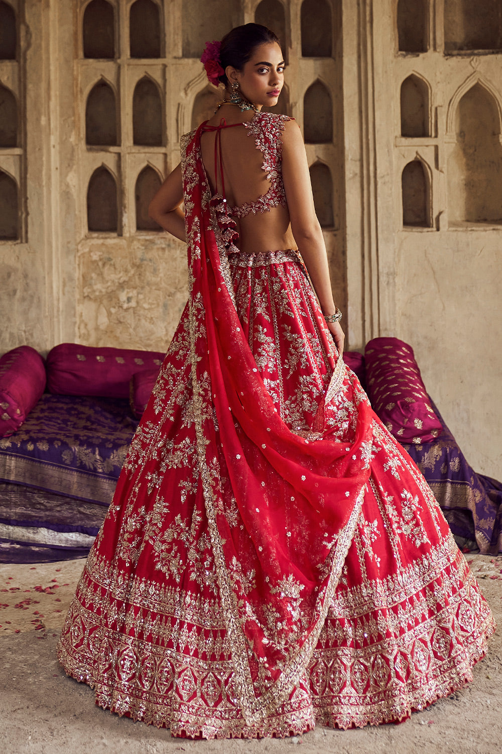 RED ROSHINI LEHENGA SET