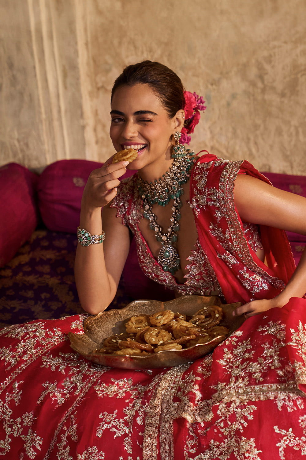 RED ROSHINI LEHENGA SET