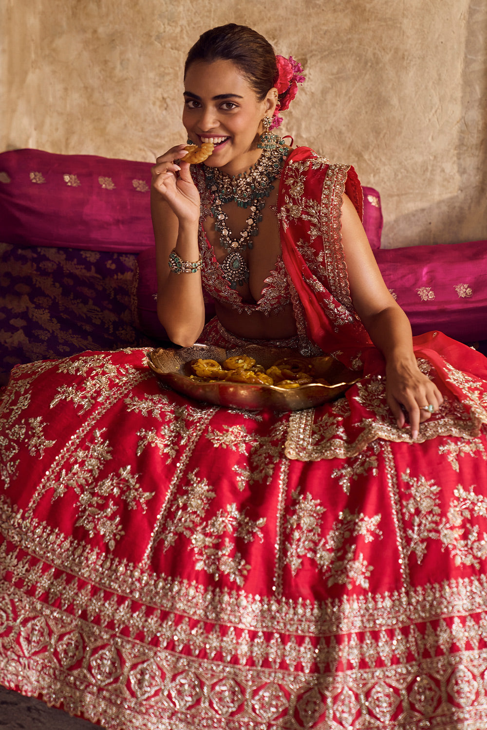 RED ROSHINI LEHENGA SET