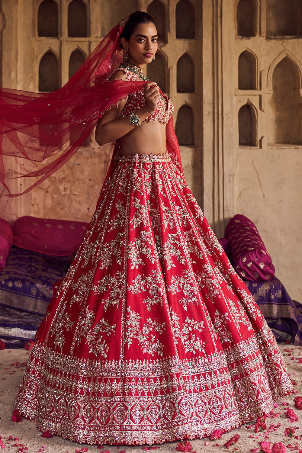 RED ROSHINI LEHENGA SET