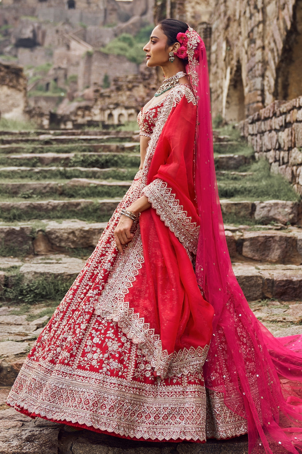 RED DIVILA LEHENGA SET