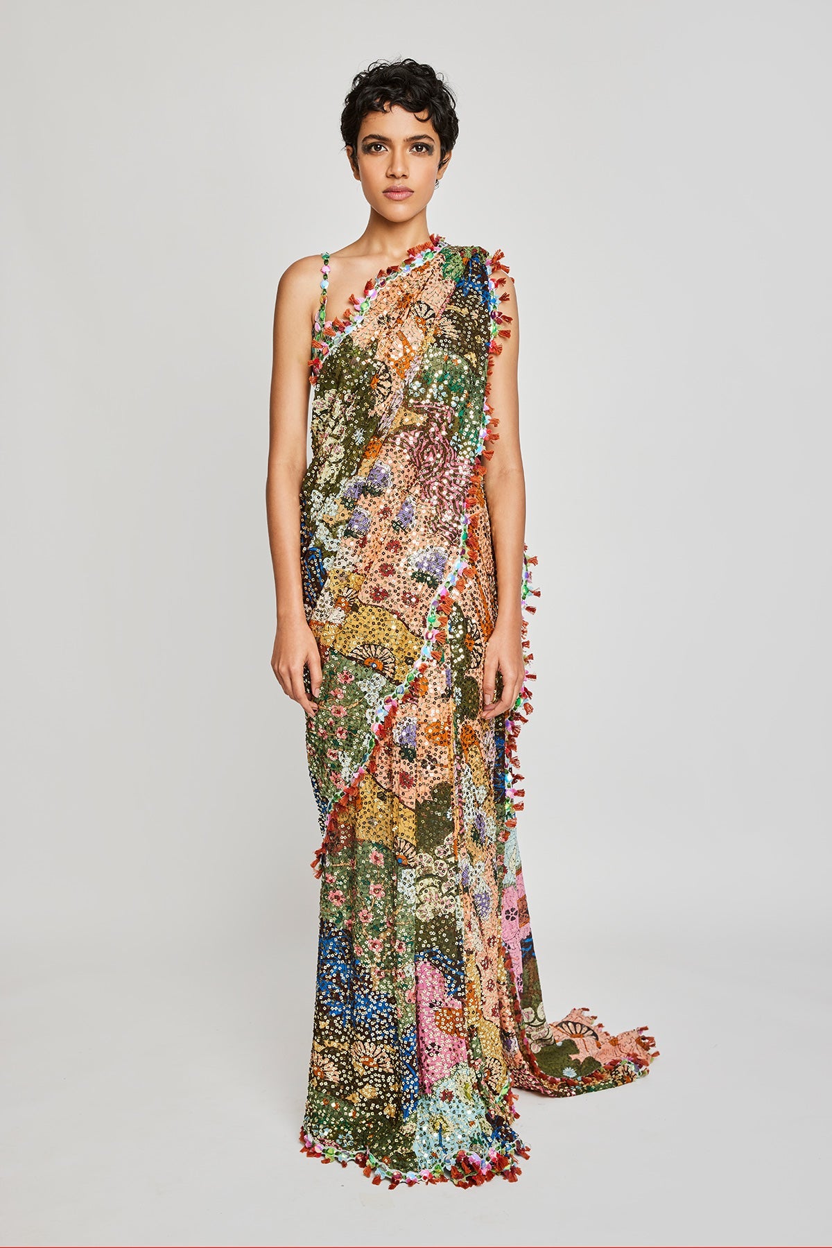 Jully Patel In Rosello - Multicoloured Sequin Saree