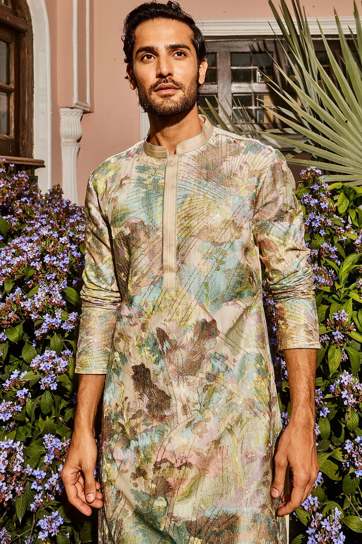 Ivory Sequin Abstract Chanderi Silk Embroidered Kurta