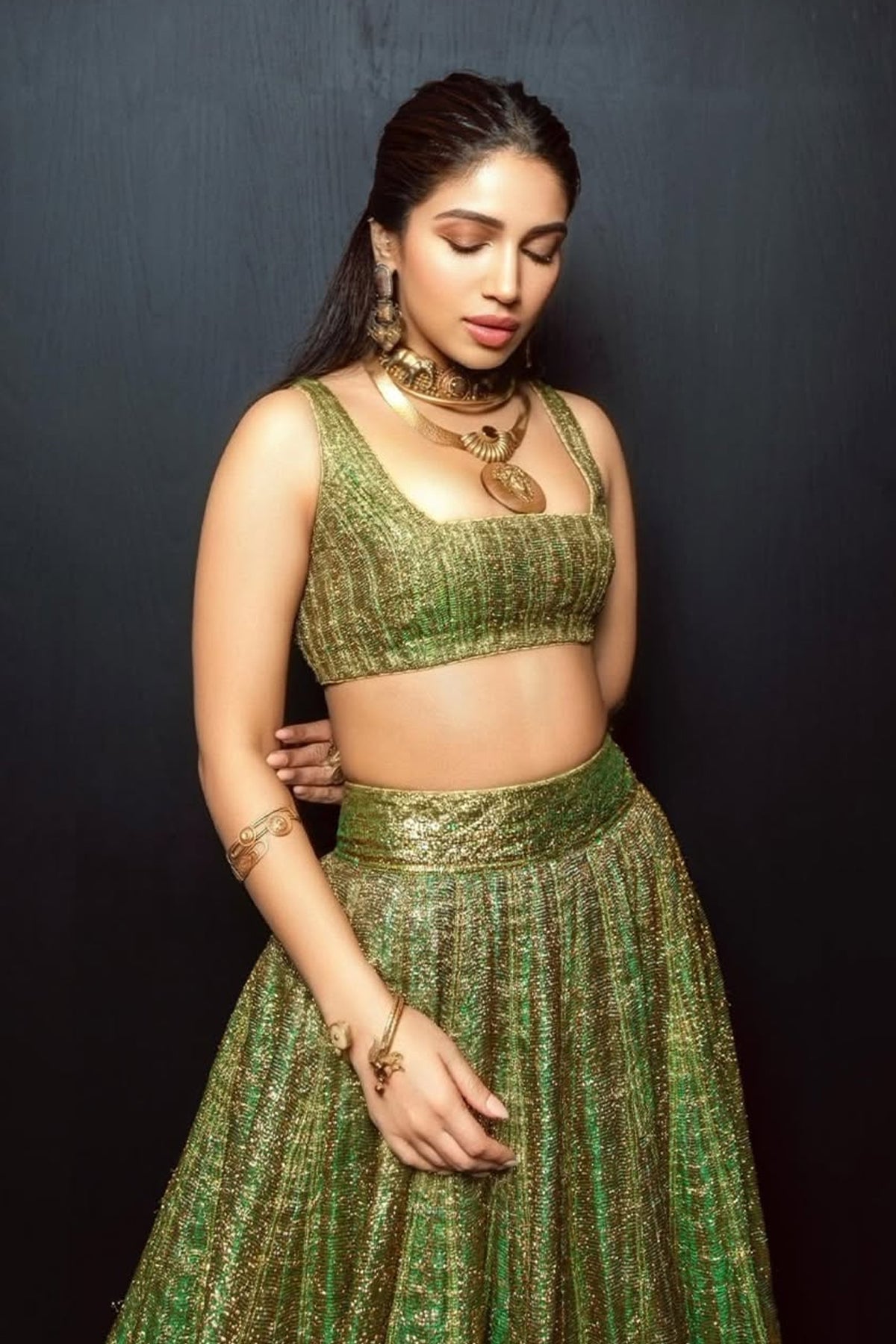 Bhumi Pednekar in Reshm Angoori Lehenga Set
