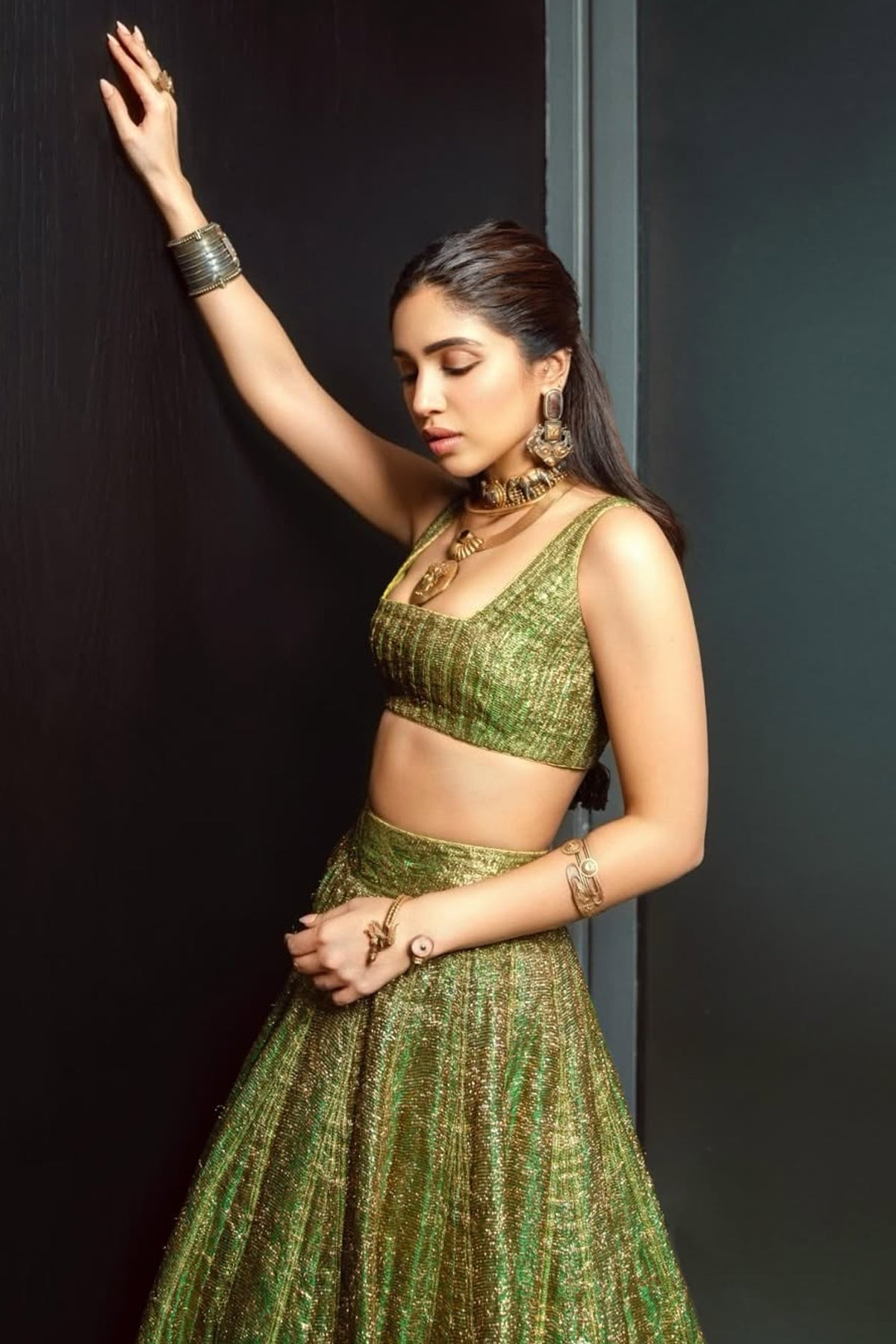 Bhumi Pednekar in Reshm Angoori Lehenga Set