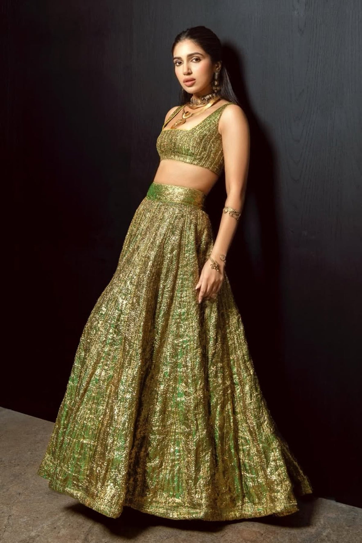 Bhumi Pednekar in Reshm Angoori Lehenga Set