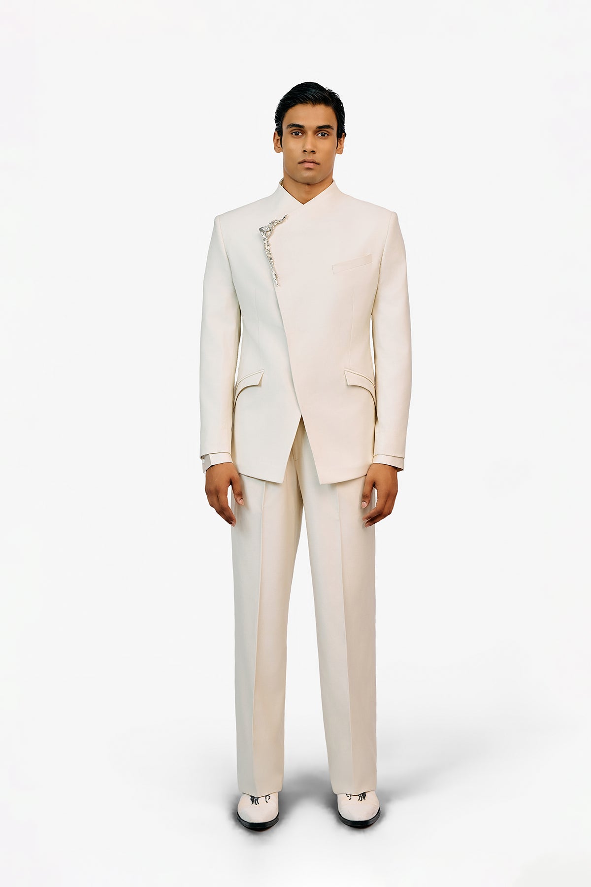 Metallic Brooch Bandhgala