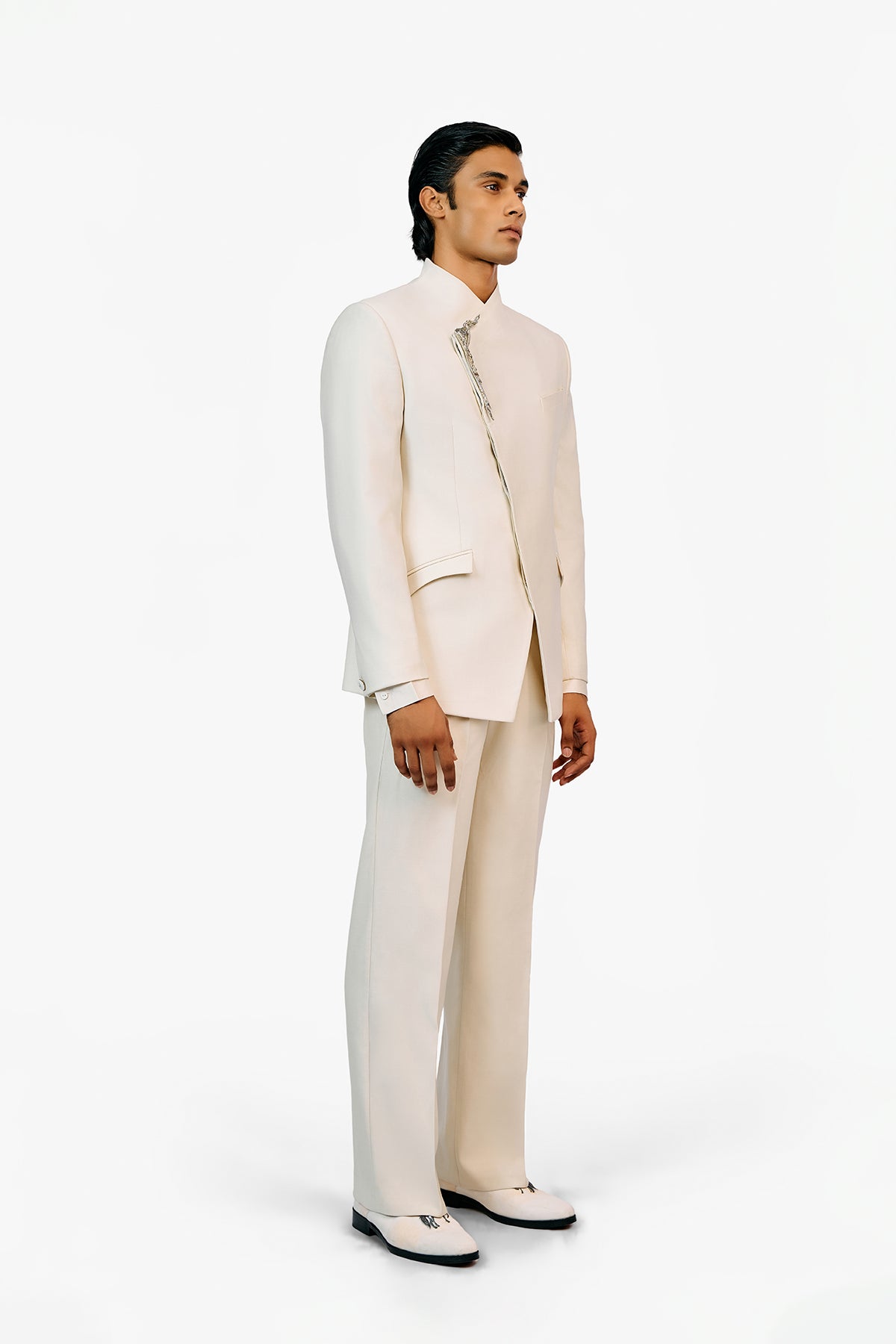 Metallic Brooch Bandhgala