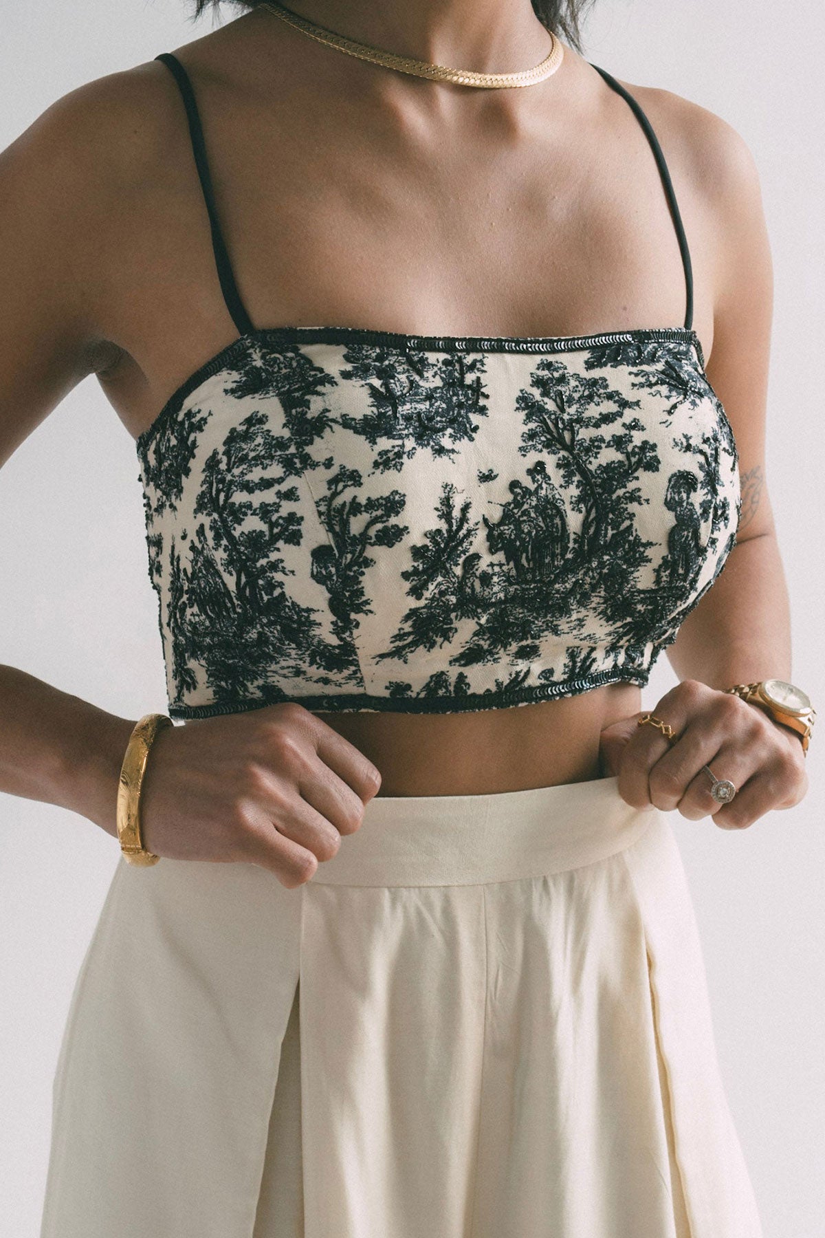 Beaded Crop Top - Elegant Beaded Crop Top for Women