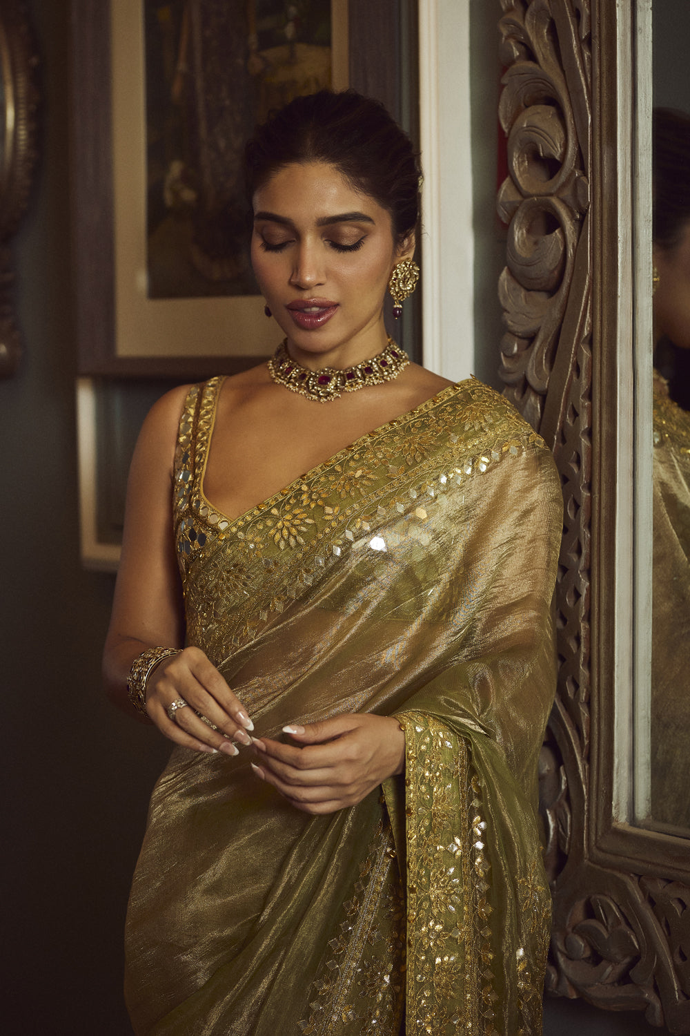 Bhumi Pednekar in Saanjh Sheesh Saree Set