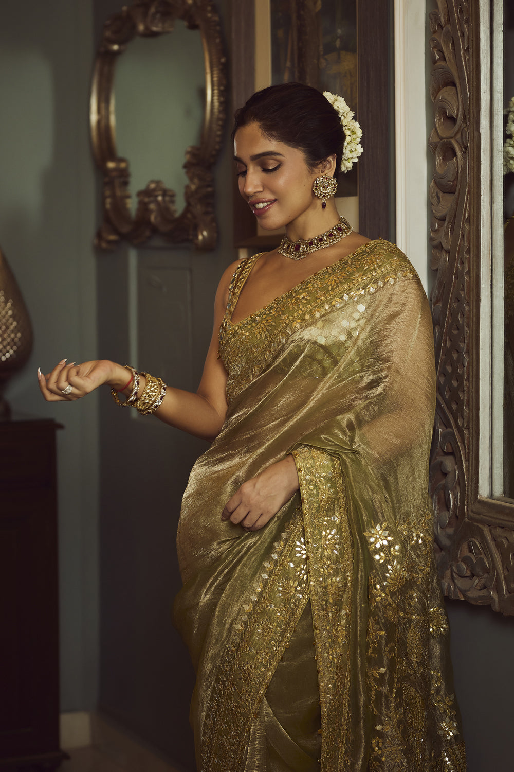 Bhumi Pednekar in Saanjh Sheesh Saree Set