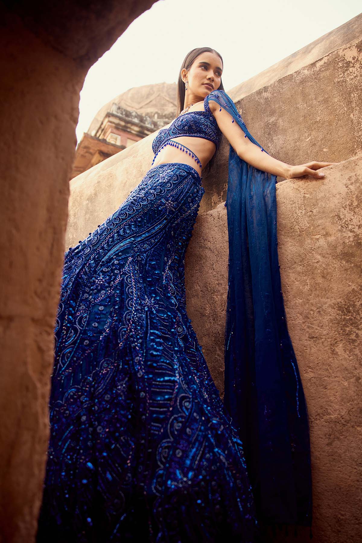 Electric Blue Trail Mermaid Skirt Set