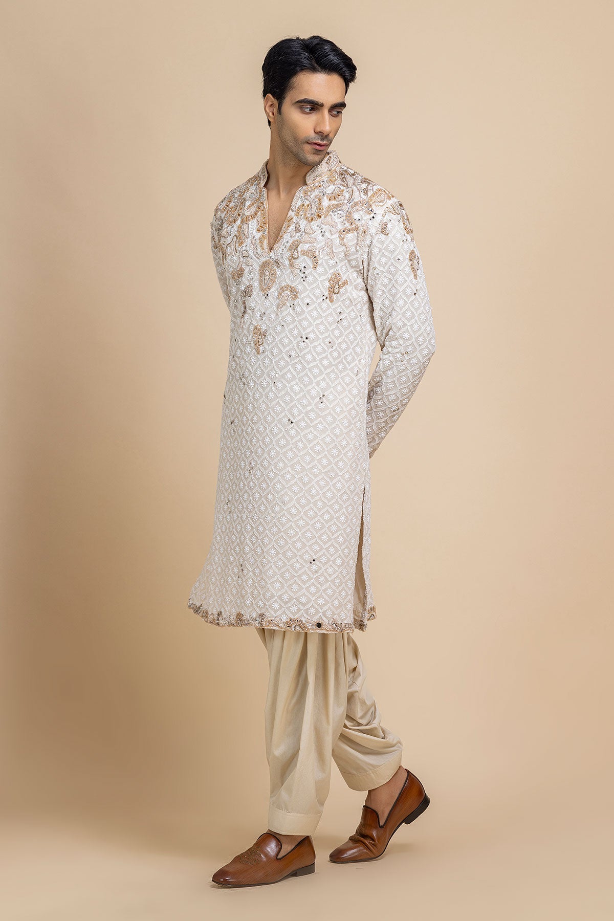 Pearl Gold Chikankari Kurta & Salwar