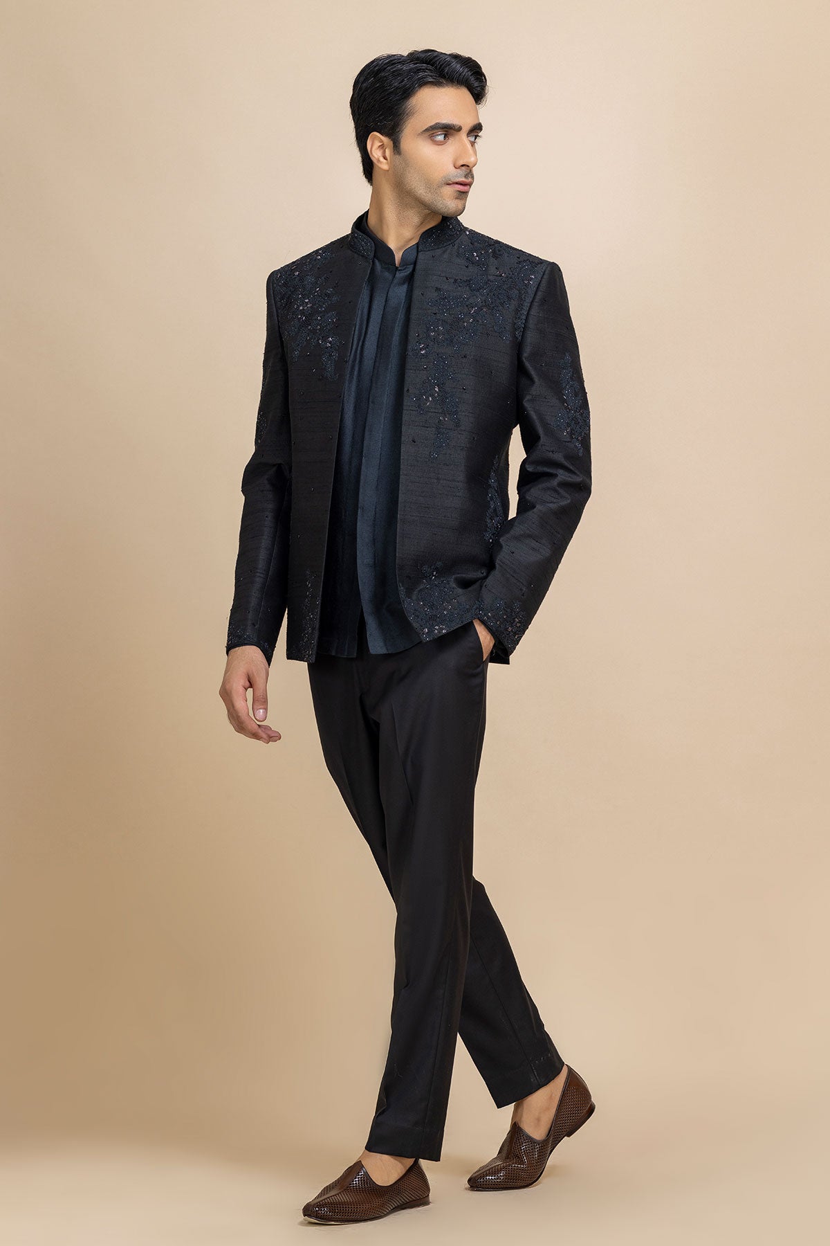 Siyahi Short Open Jacket & Kurta-Pant Set