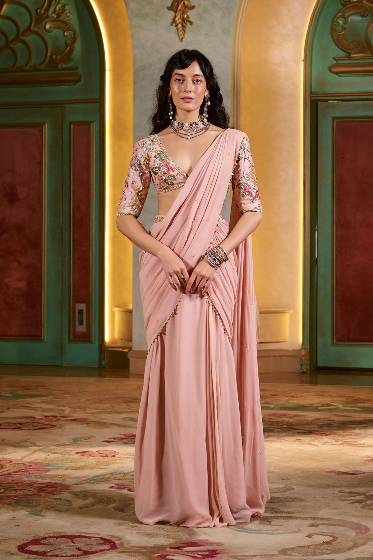 Kaia Saree Set – Light Rose