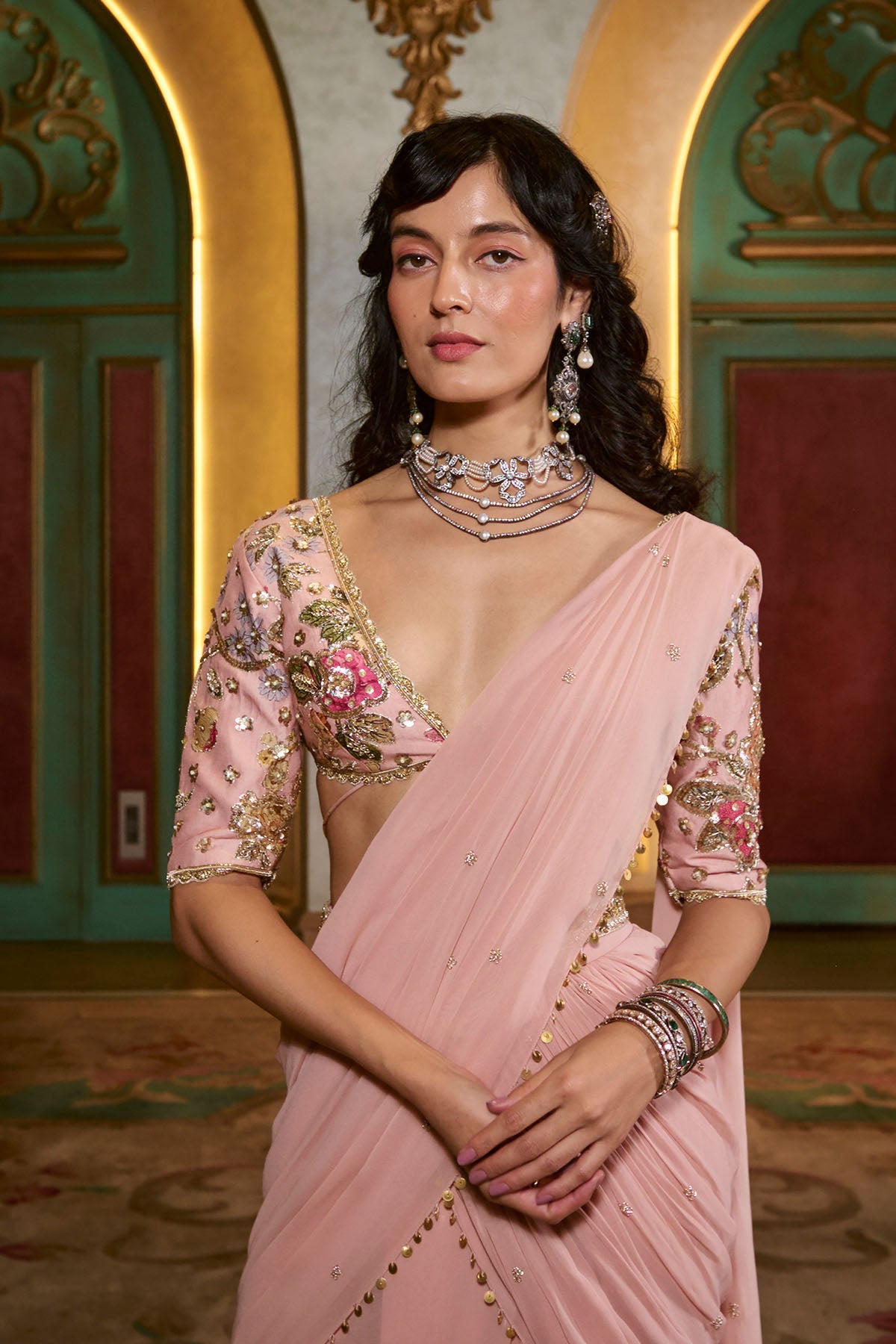 Kaia Saree Set – Light Rose