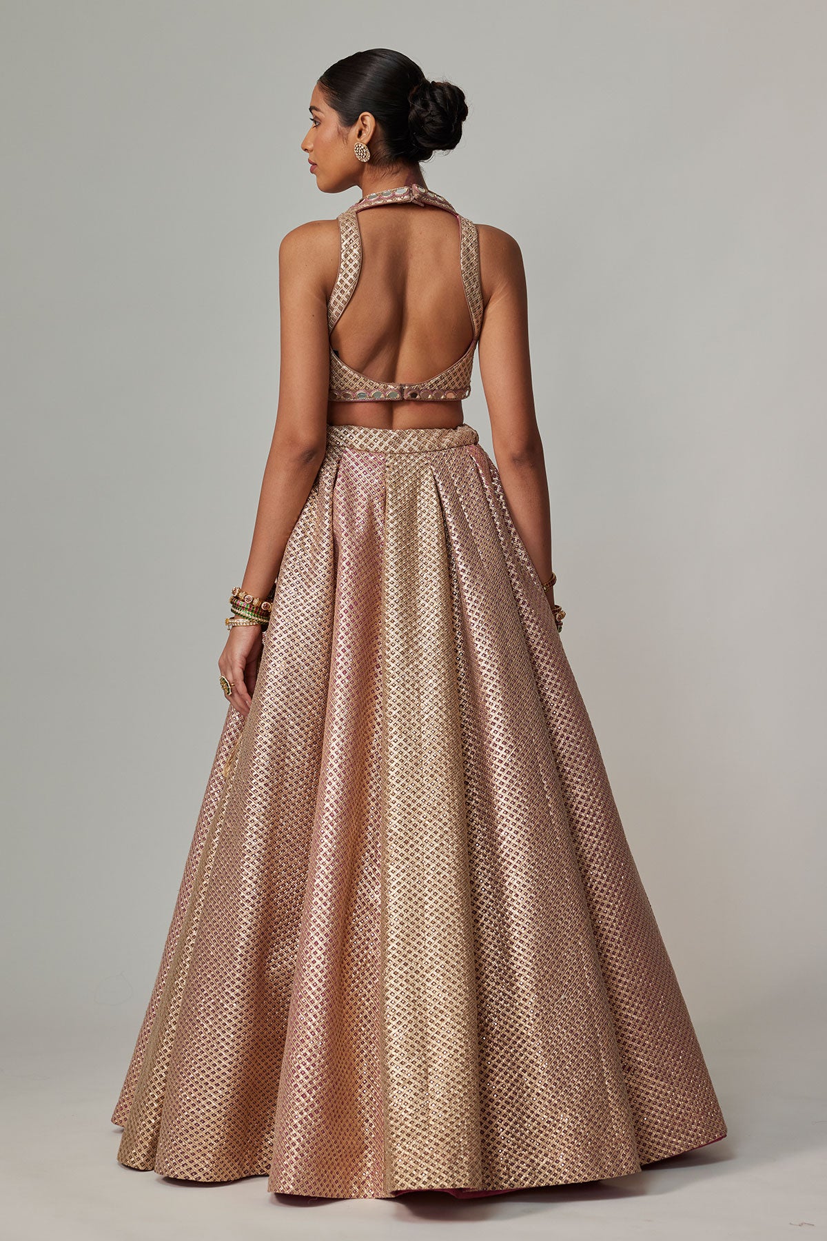 Deep Beige Multicolor With Crop Top