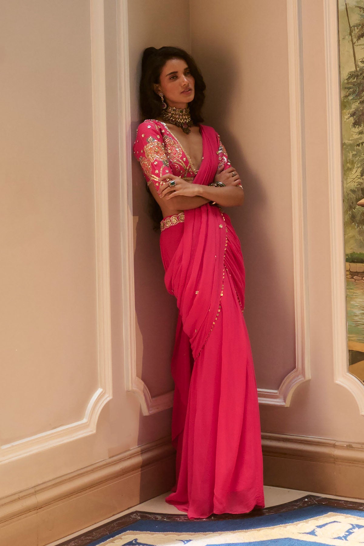 Kaia Saree Set – Hot Pink
