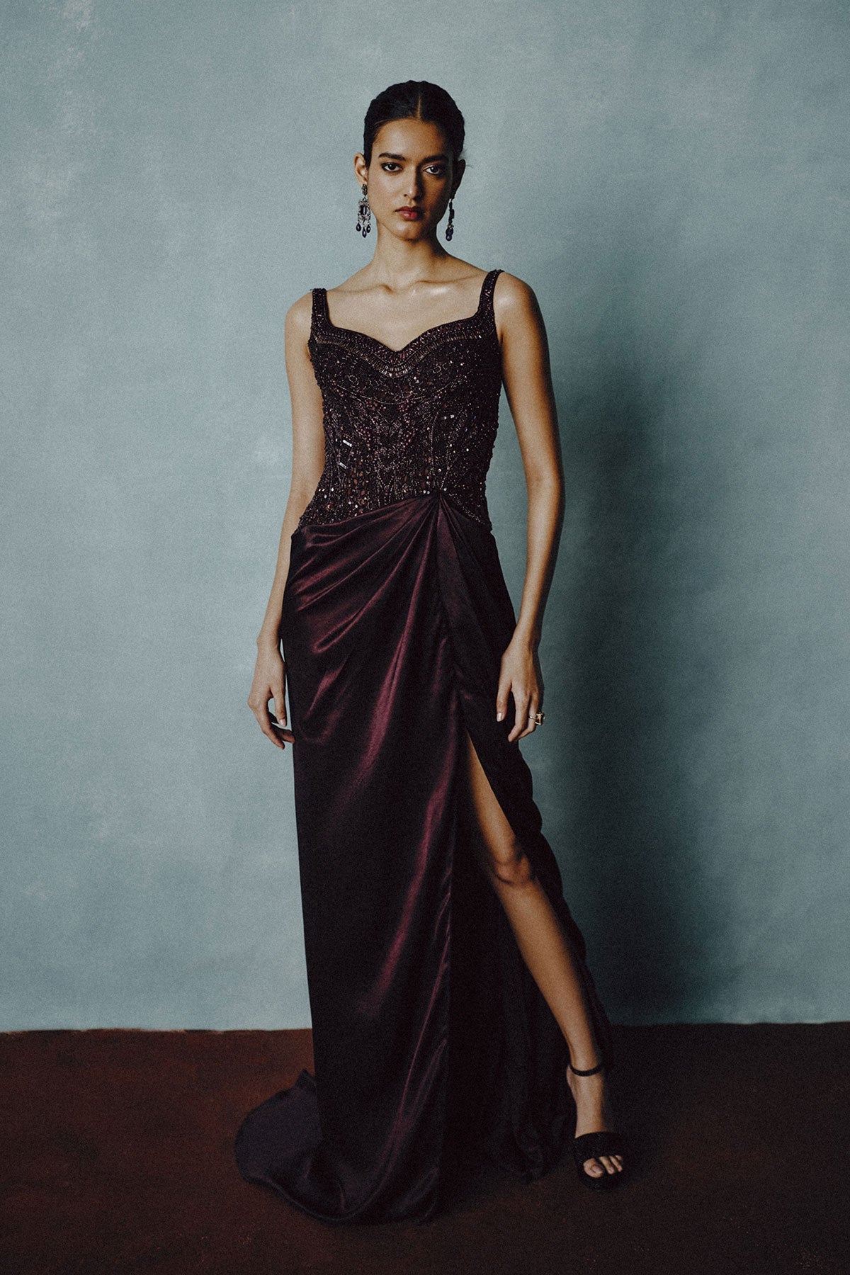 Aubergine Ember Drape Gown