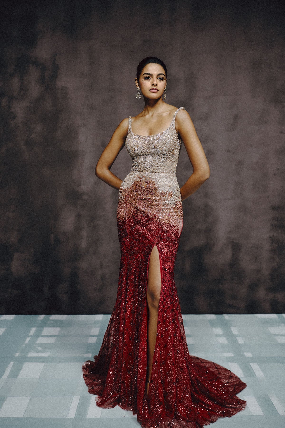 Vermilion Glint Gown